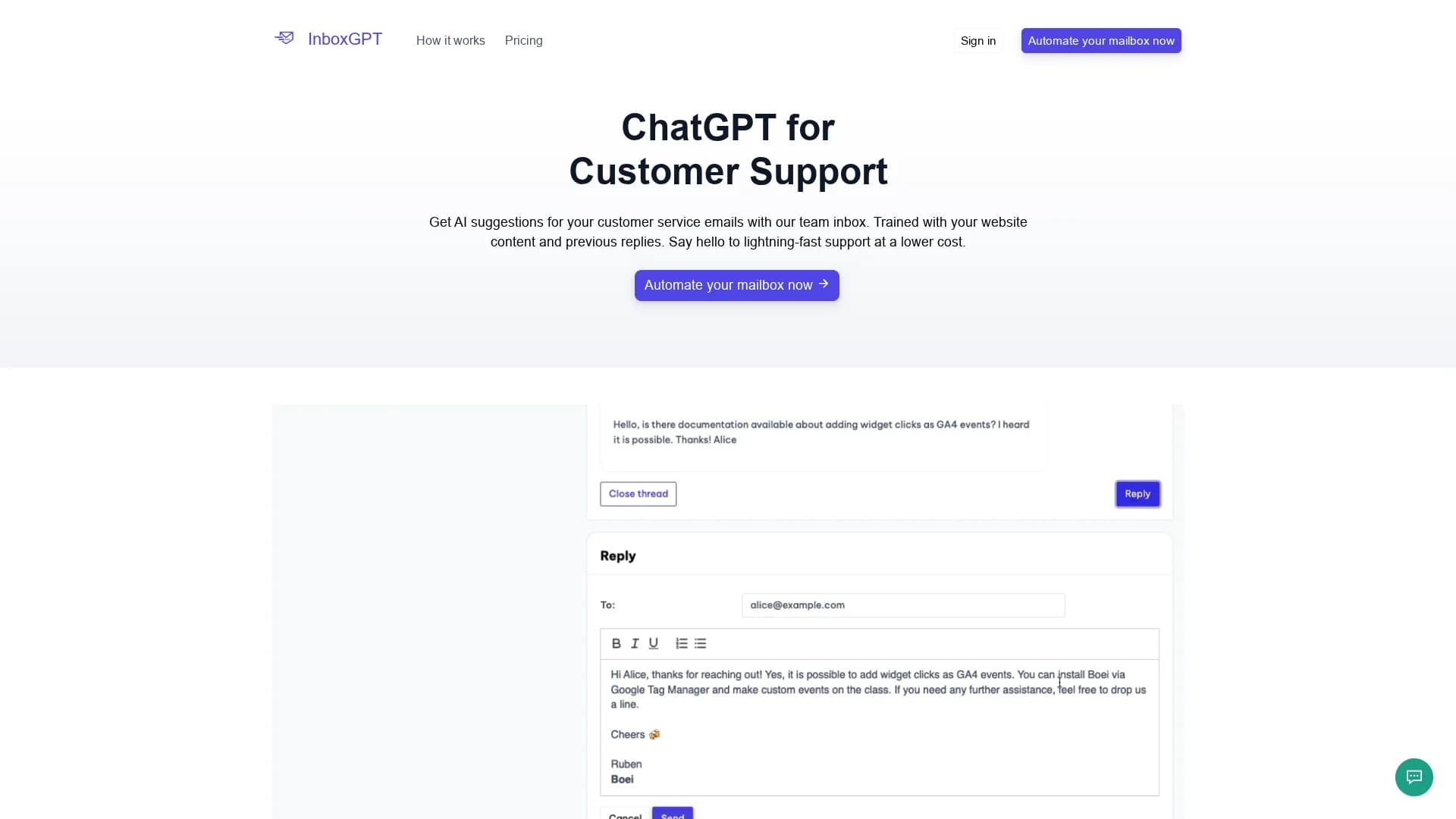 inboxgpt homepage