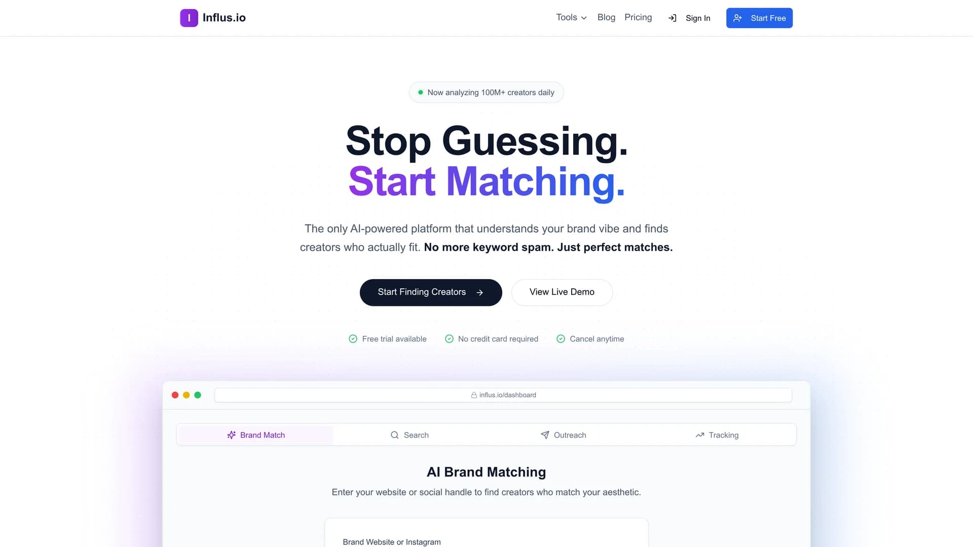 influs homepage