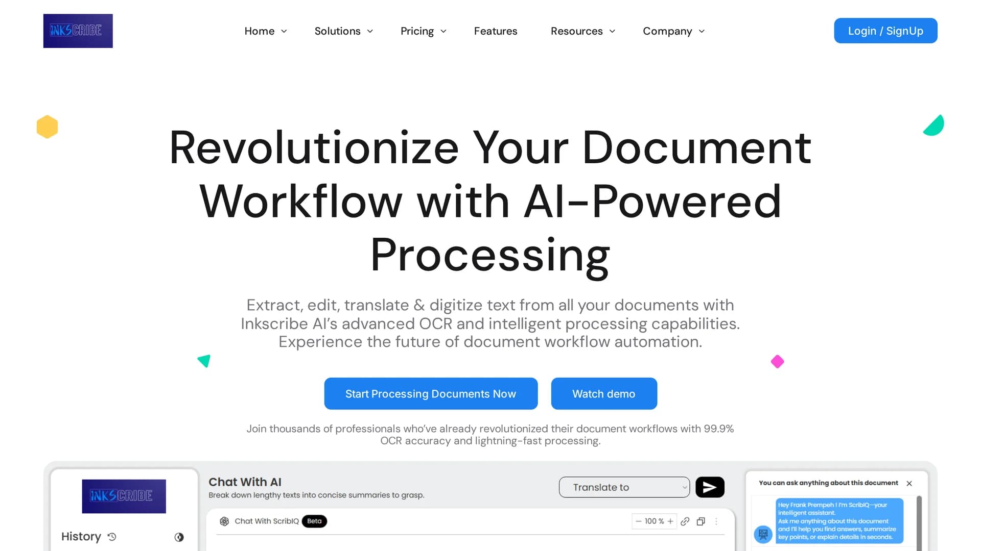 inkscribe-ai homepage