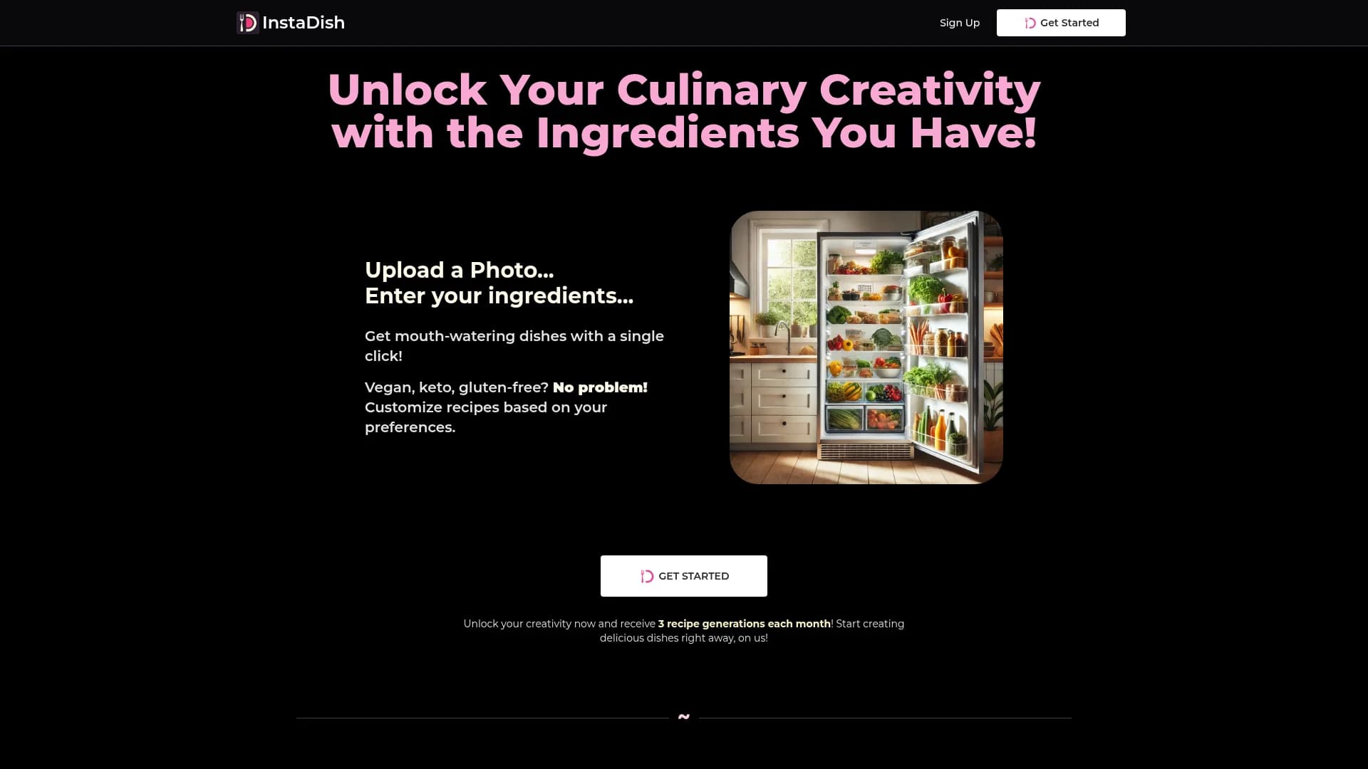 instadish homepage