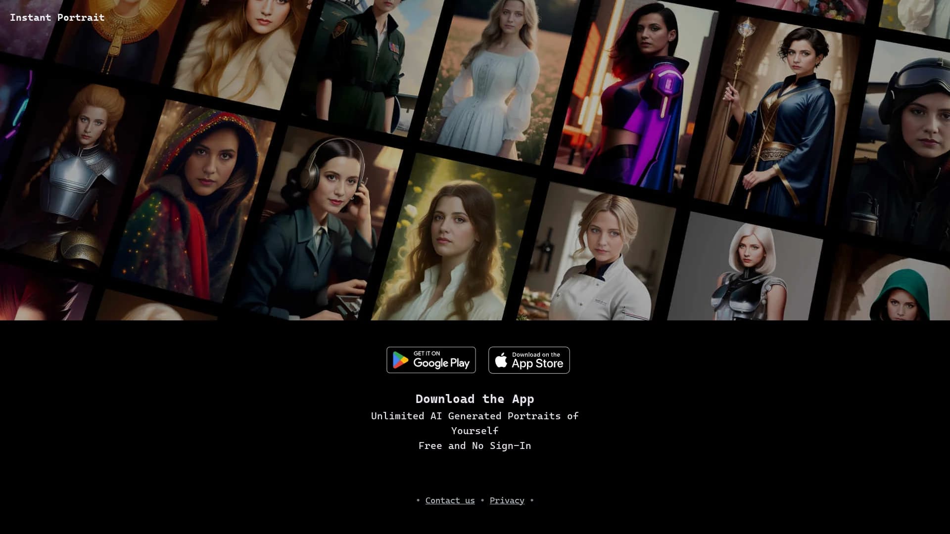 instant-portrait homepage