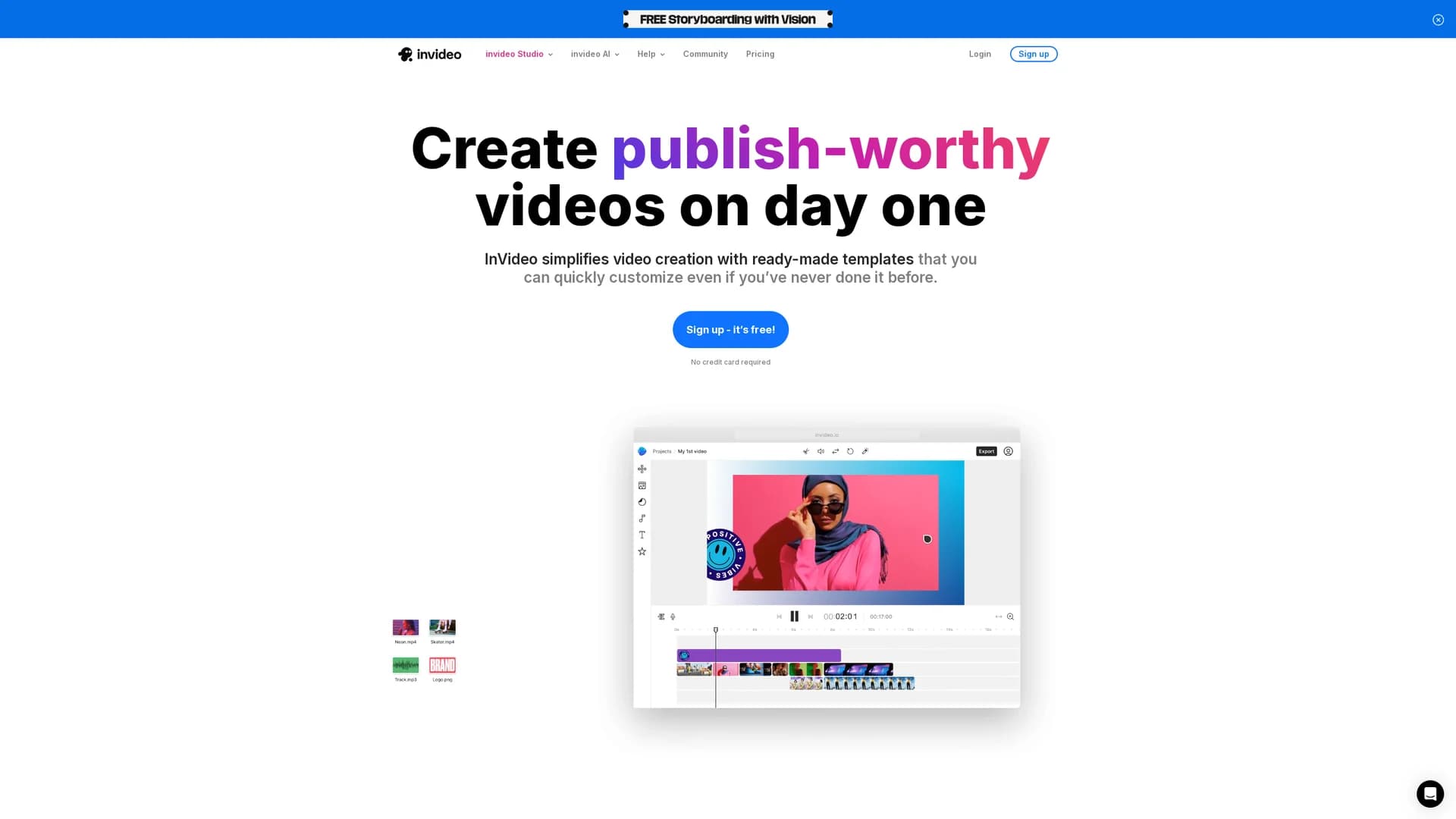 invideo-ai homepage