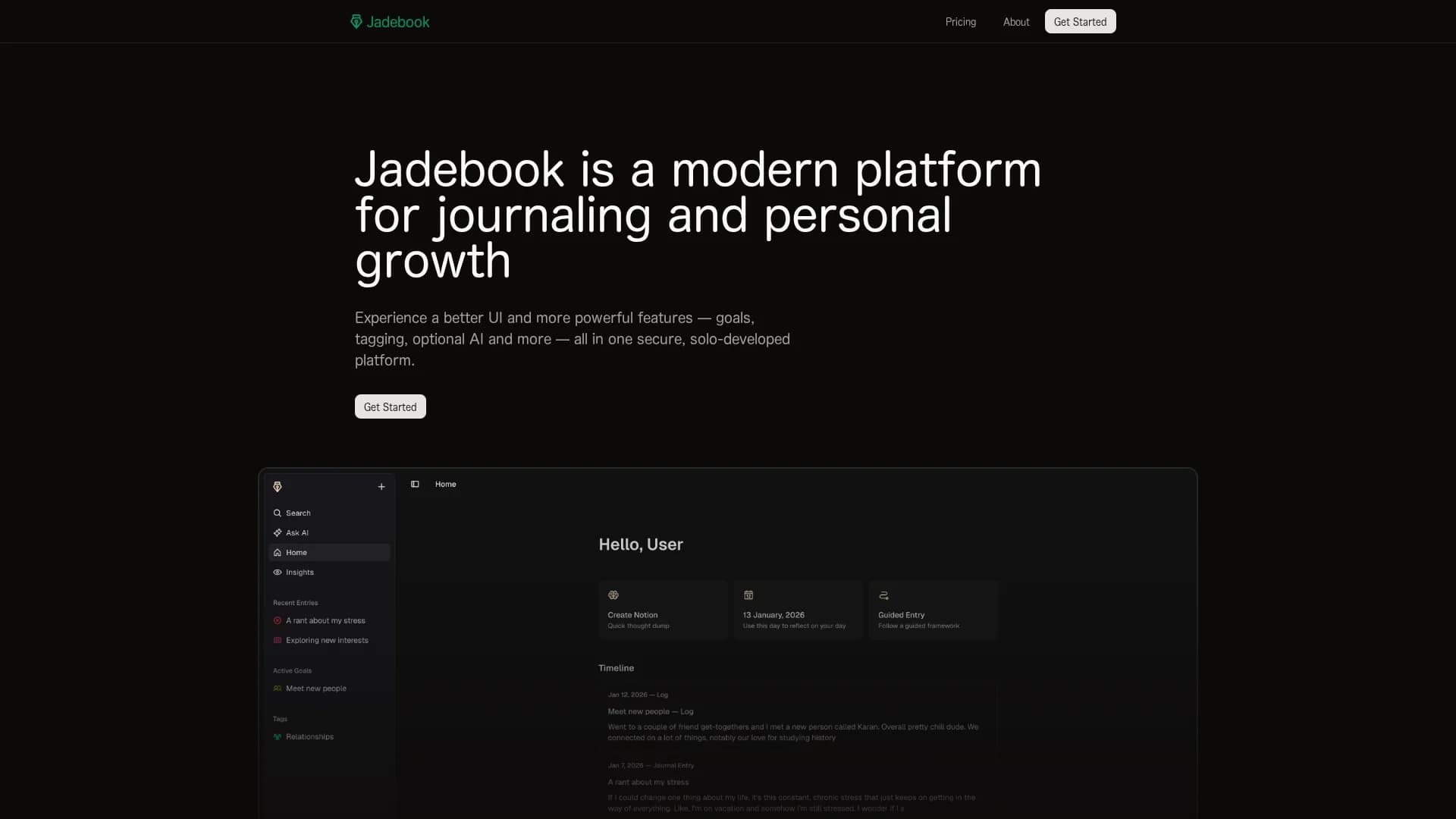 jadebook homepage