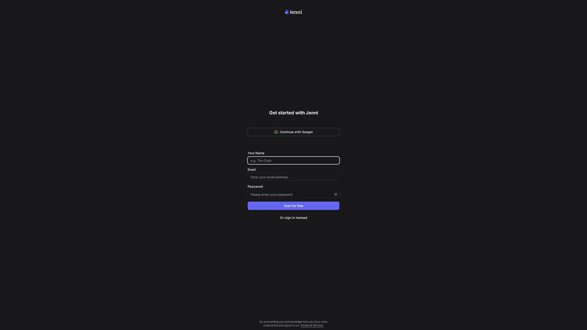 jenni-ai homepage