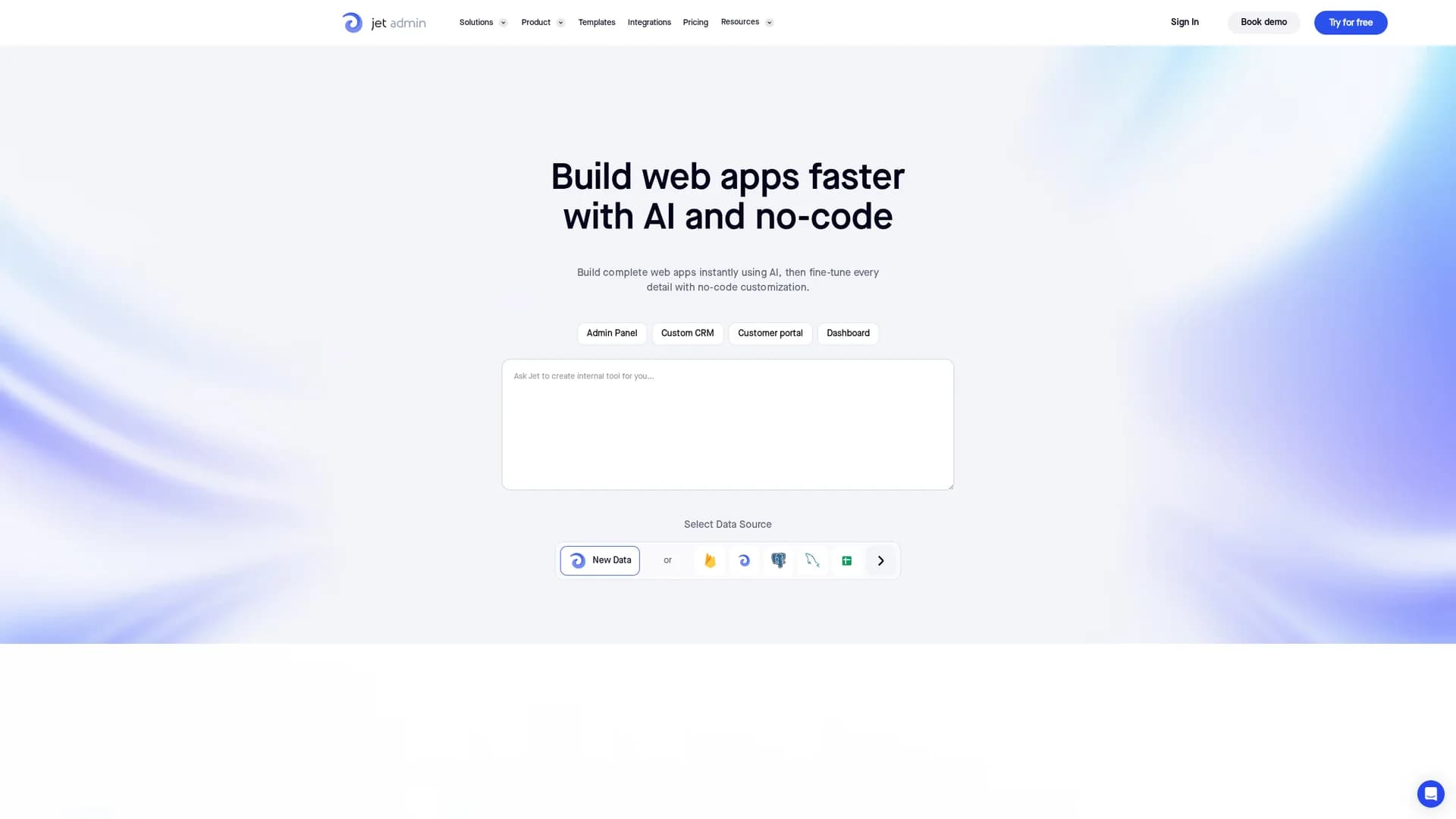 jet-admin homepage