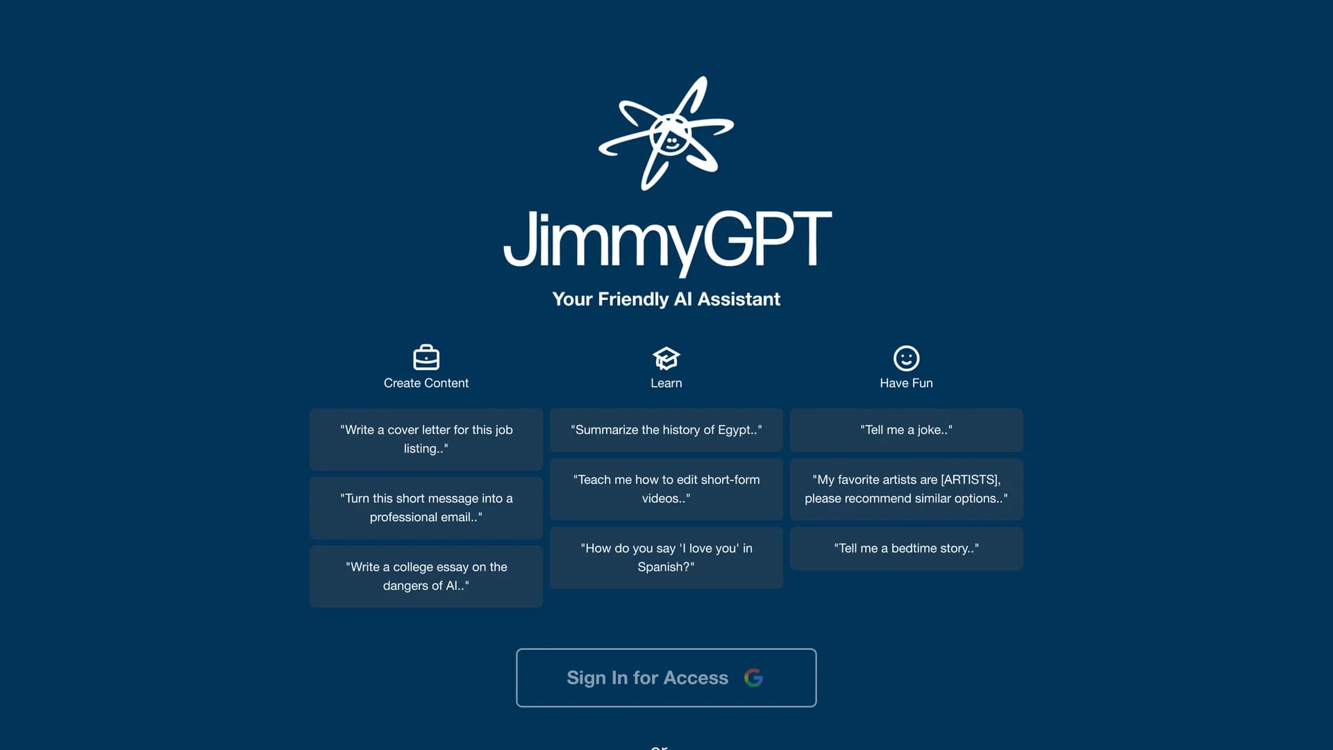 jimmygpt homepage