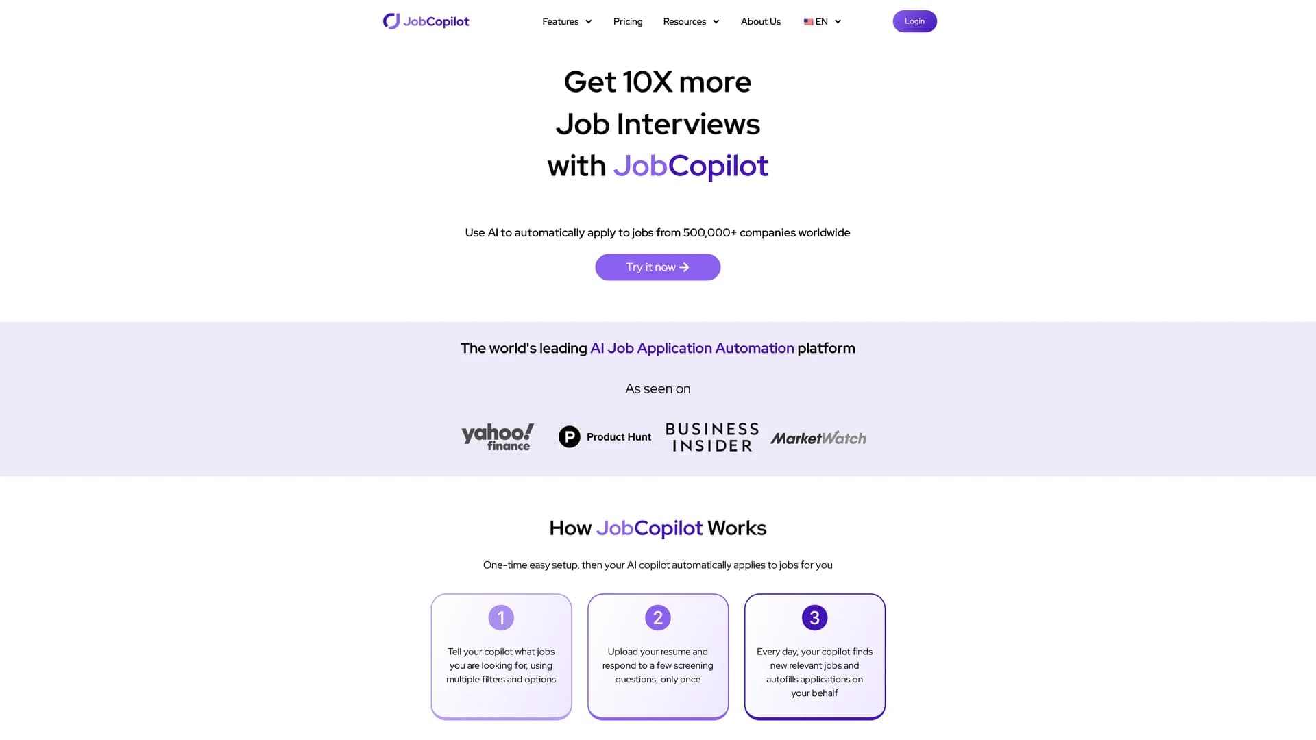 jobcopilot homepage