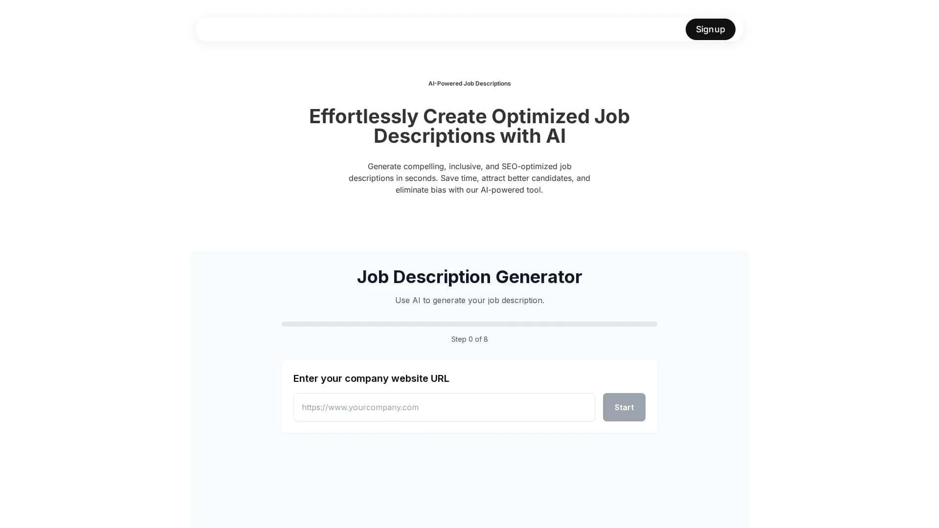 jobdescriptiongenerator homepage