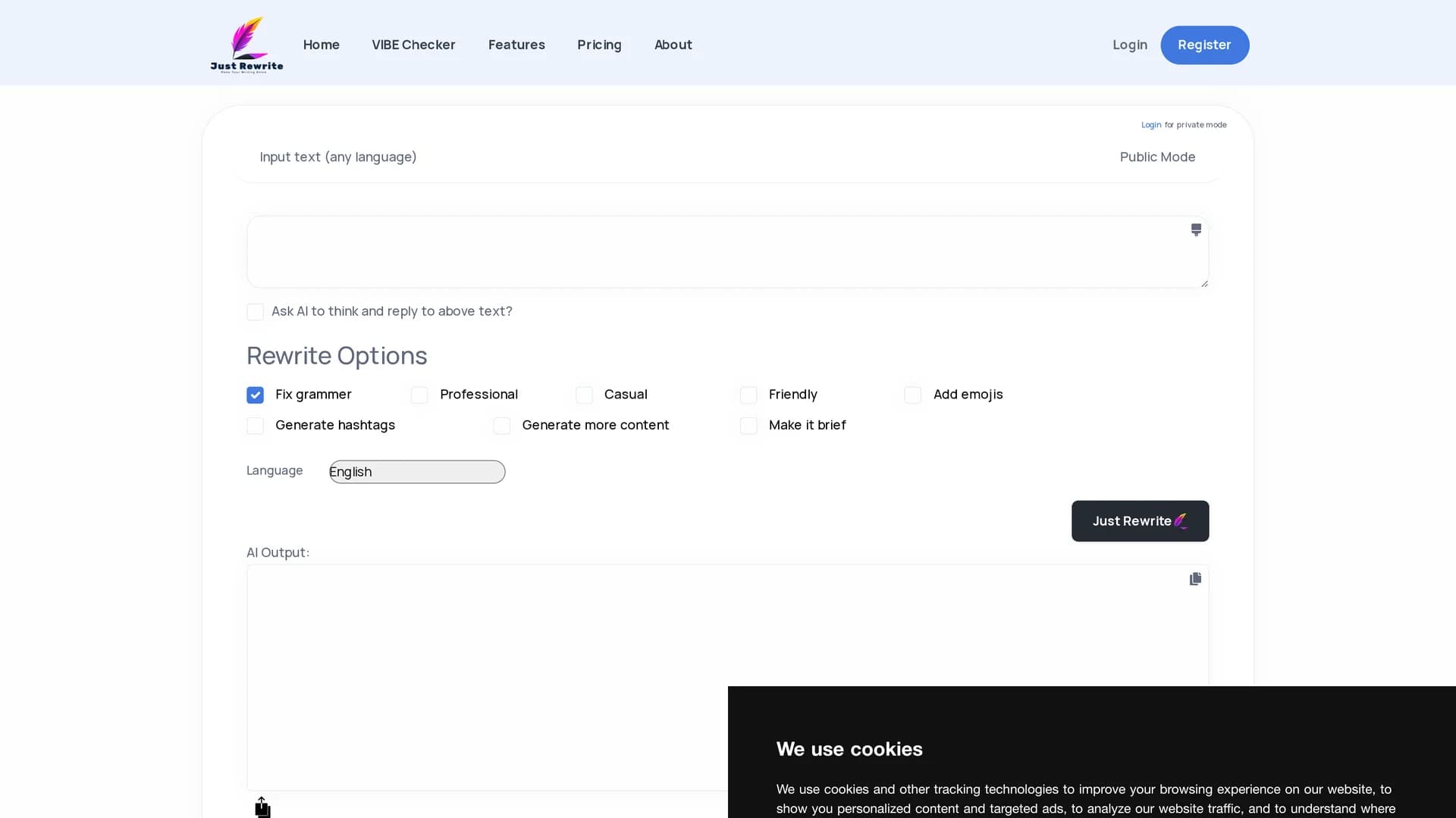 just-rewrite homepage