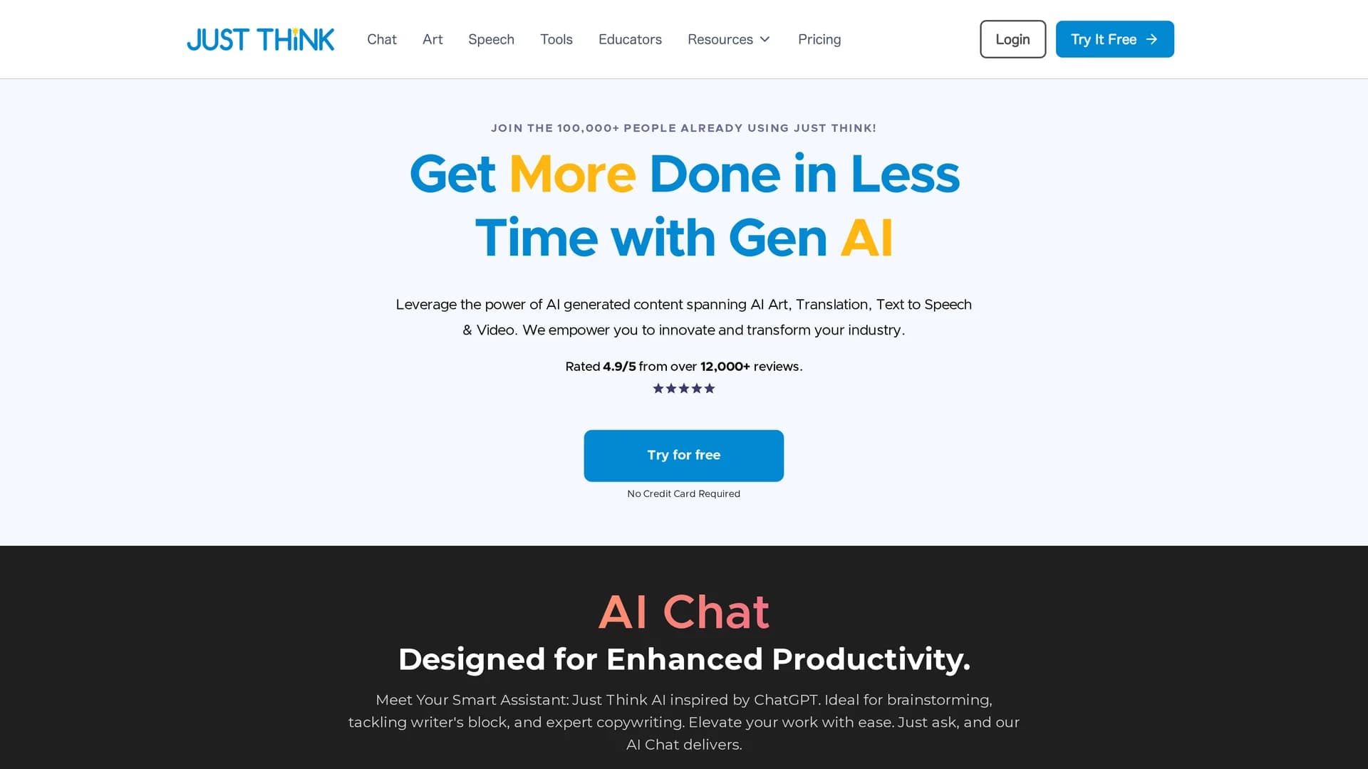 just-think-ai homepage