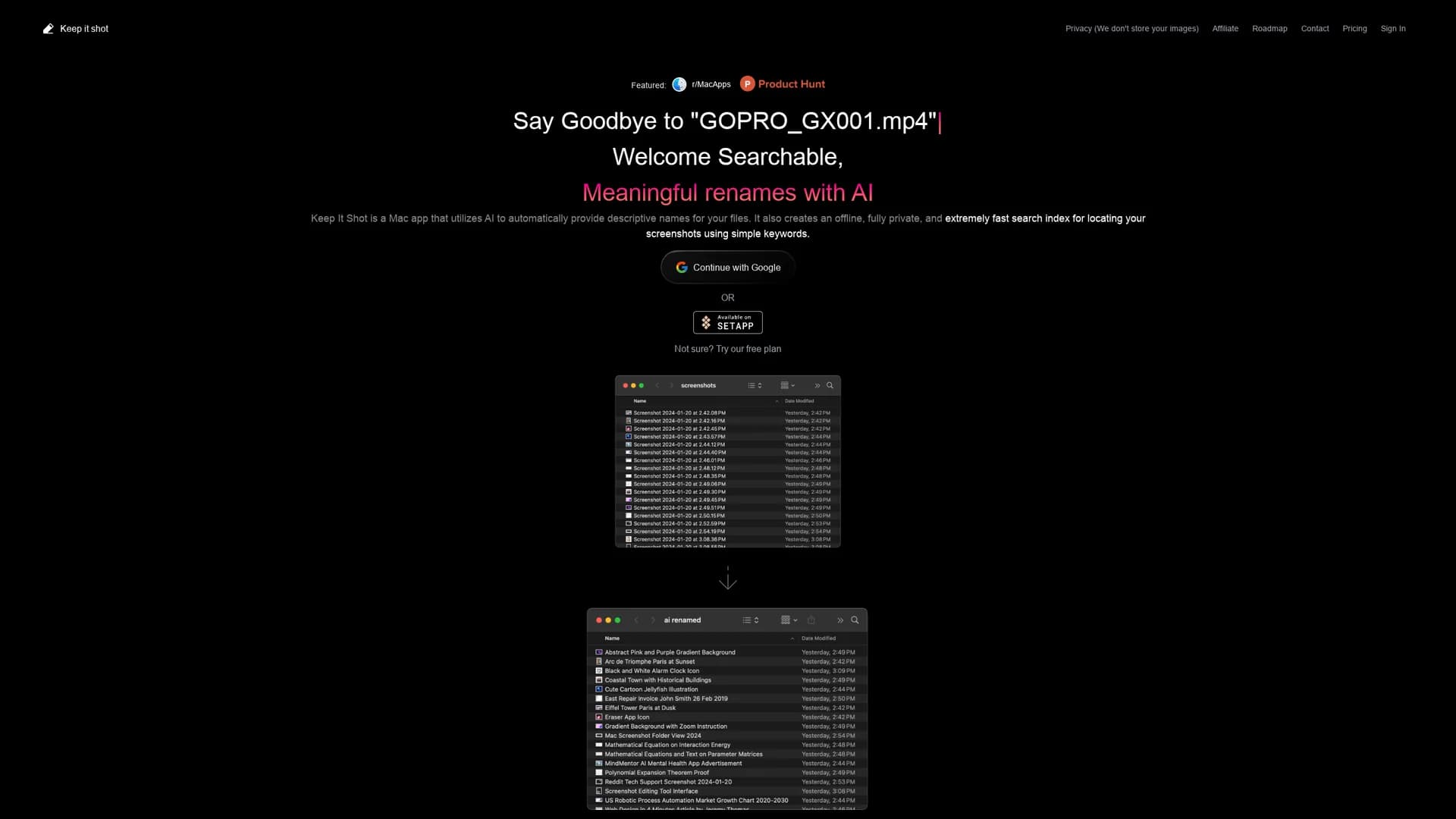 keep-it-shot homepage