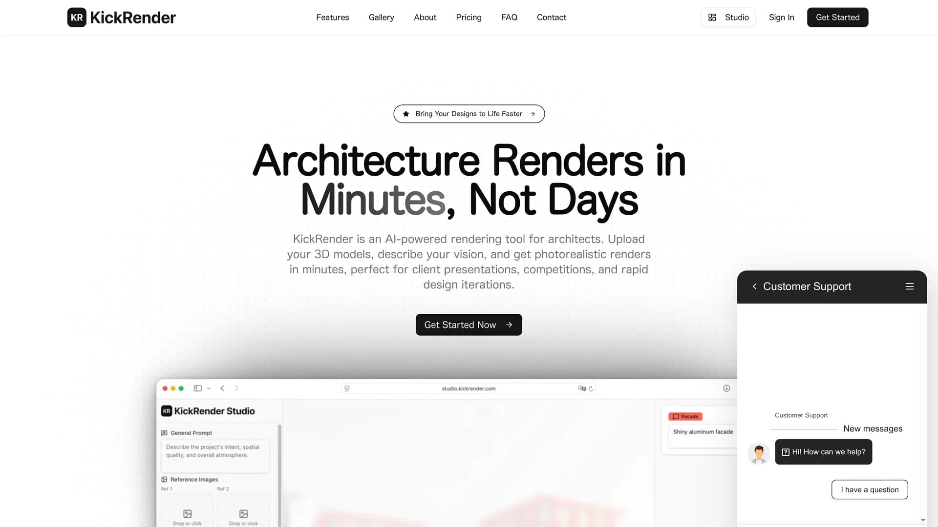 kickrender homepage