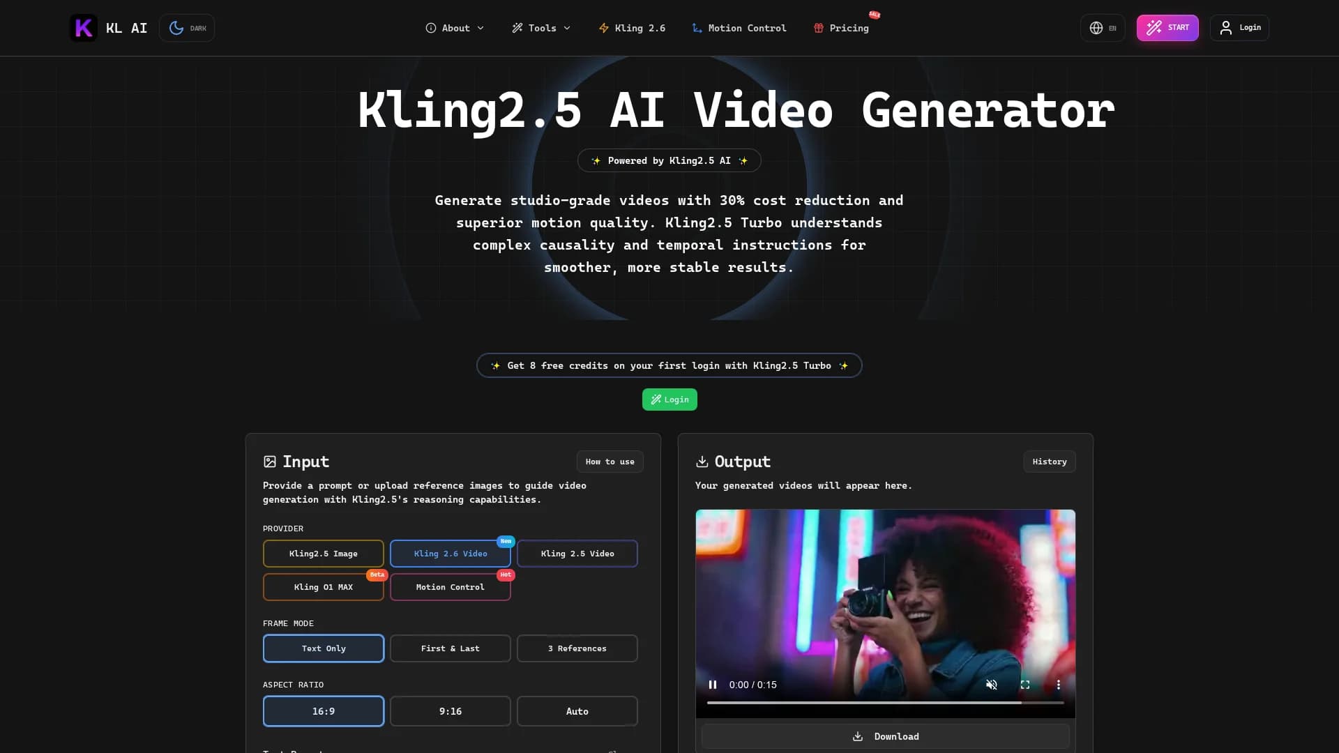 kling-2-5-ai homepage