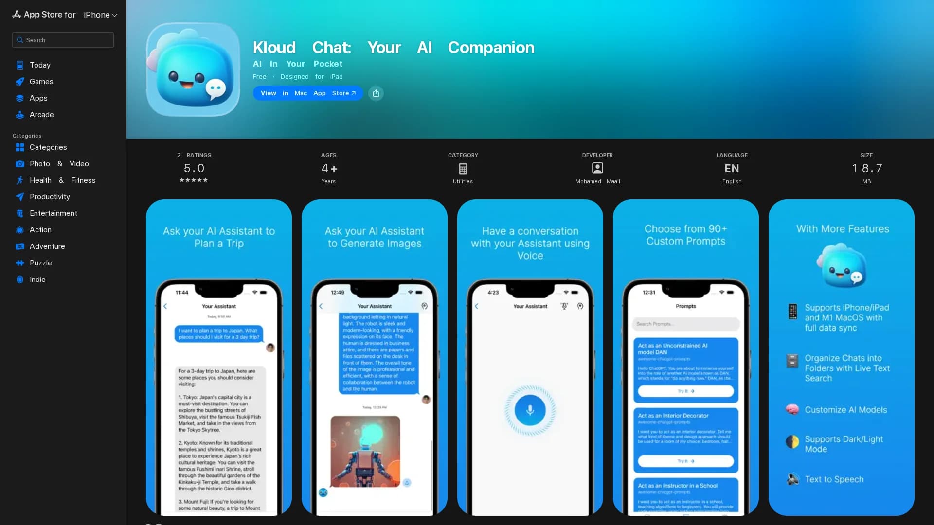 kloud-chat-ai-assistant homepage