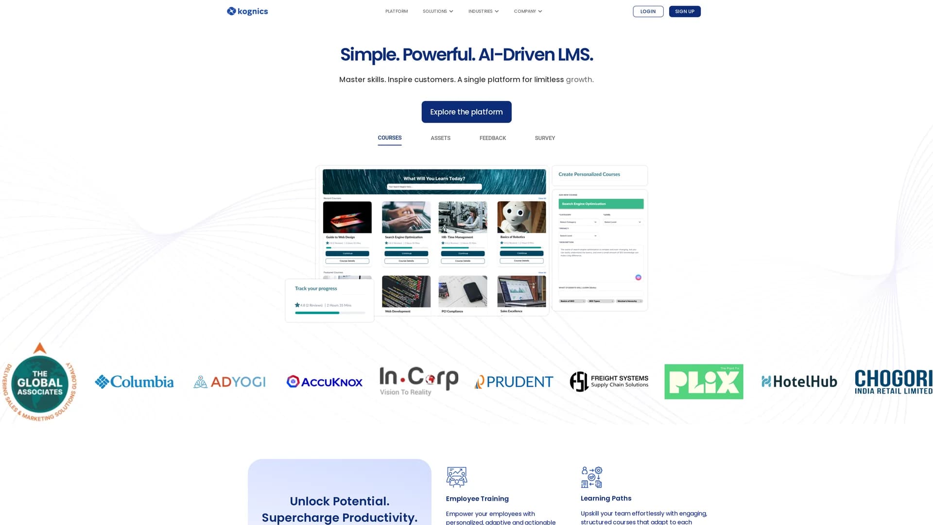 kognics-lms homepage