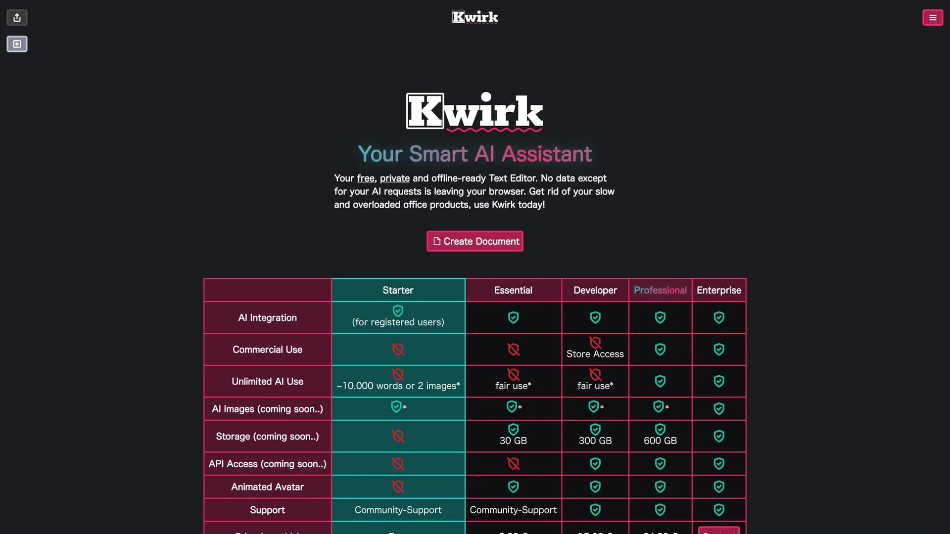 kwirk homepage