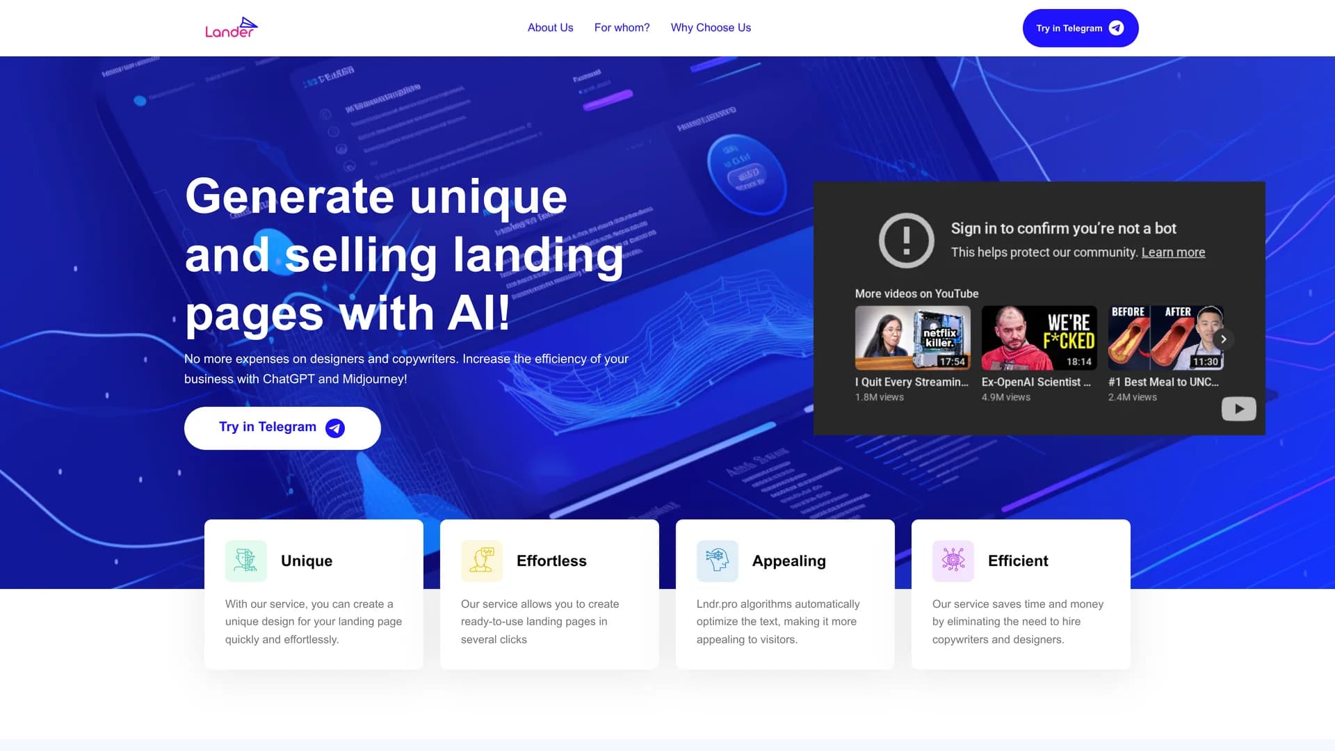 lander homepage