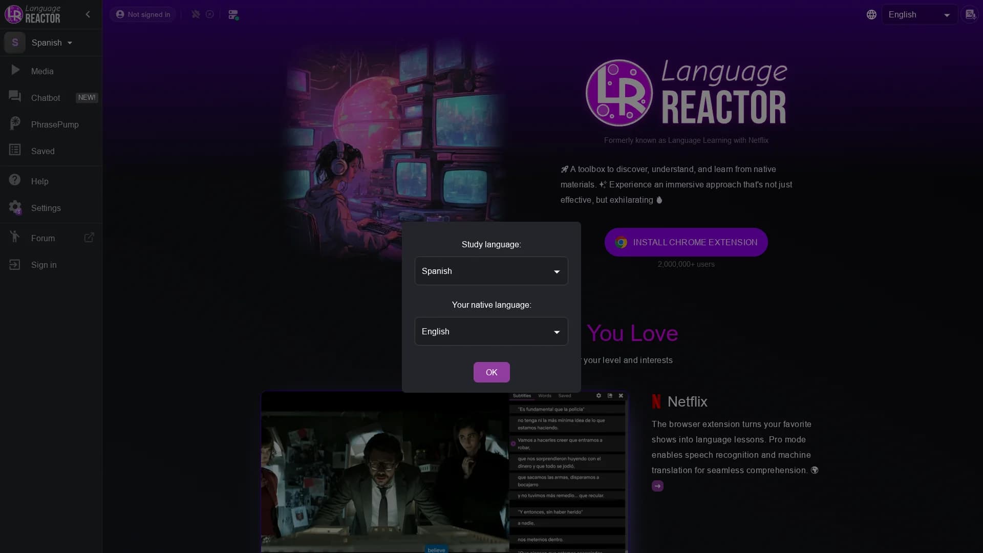 language-reactor homepage