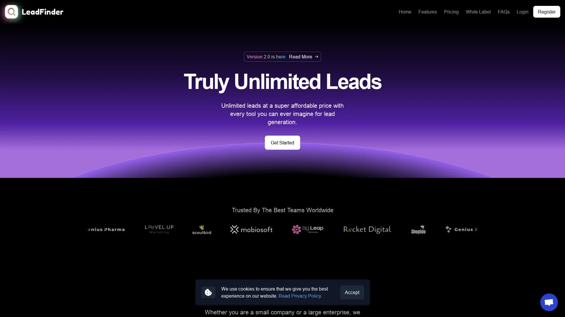 leadfinder homepage