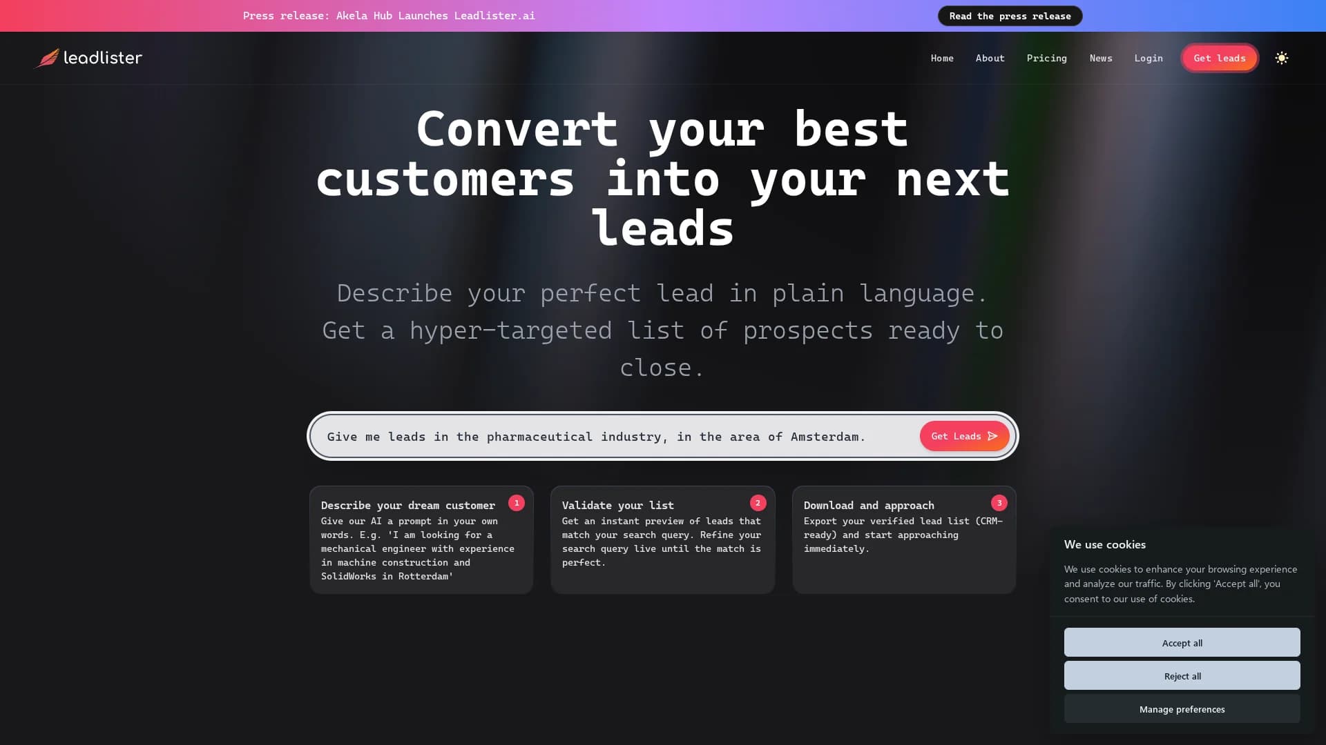 leadlister homepage