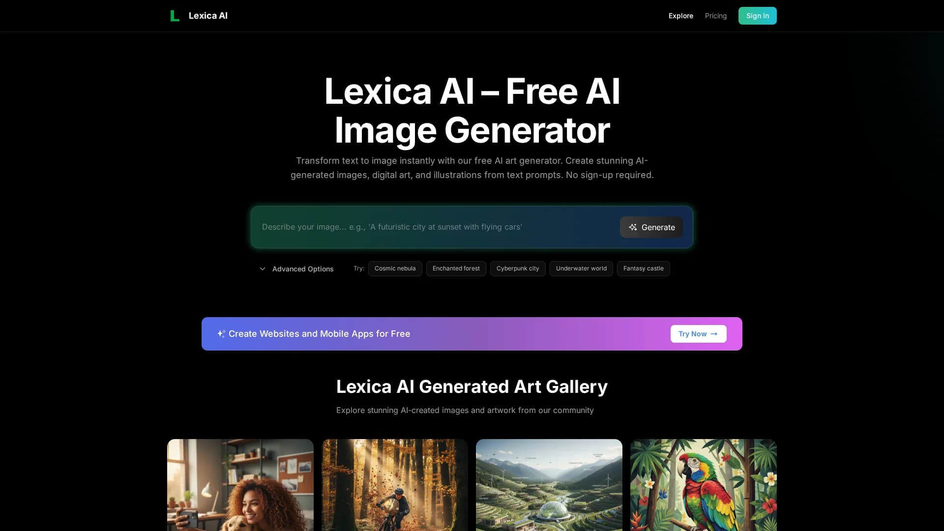 lexica-ai-net homepage