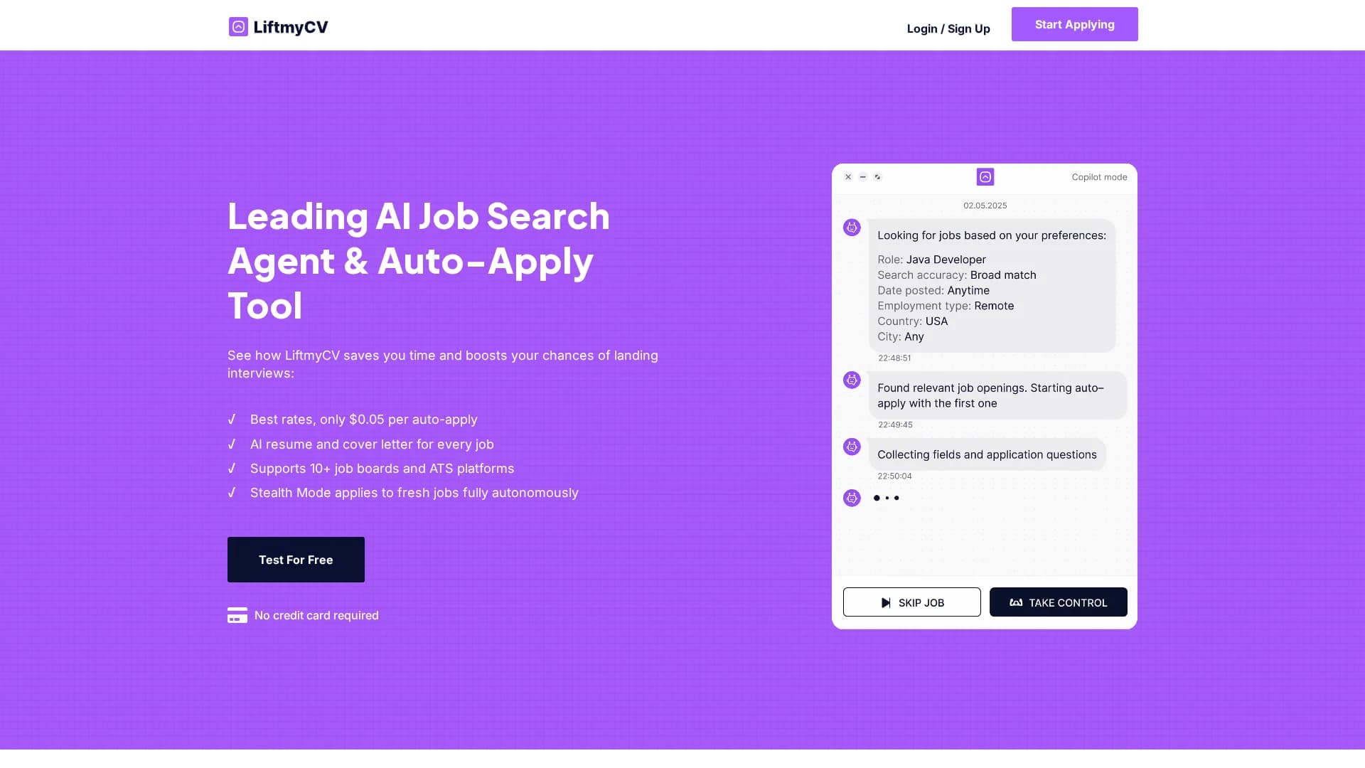 liftmycv homepage