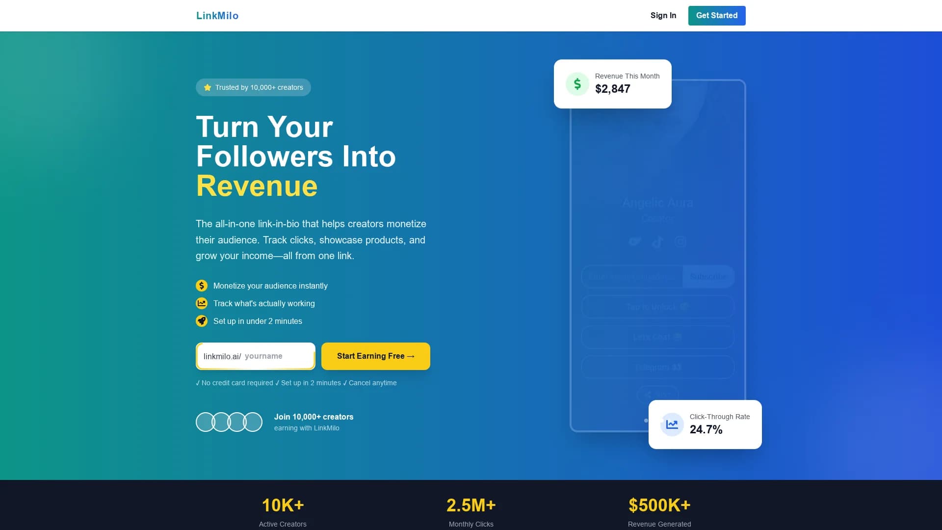 linkmilo-ai homepage