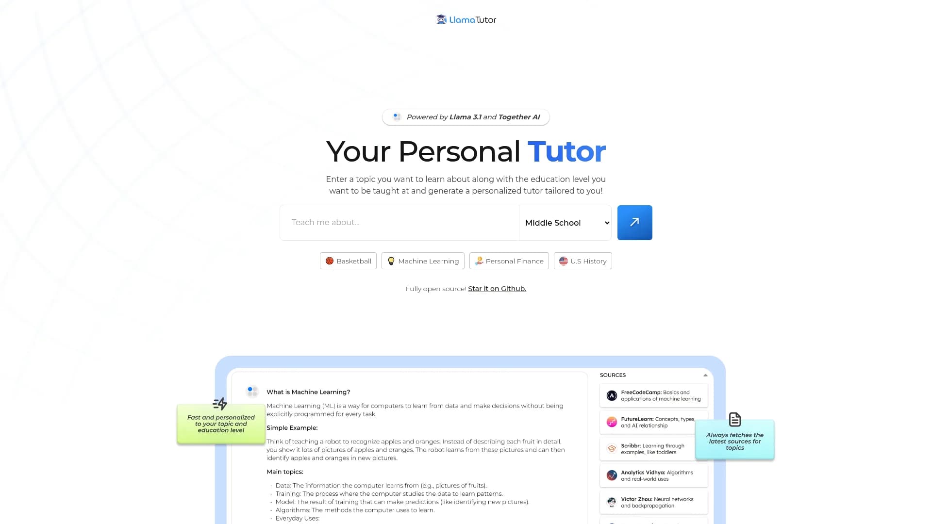 llama-tutor homepage