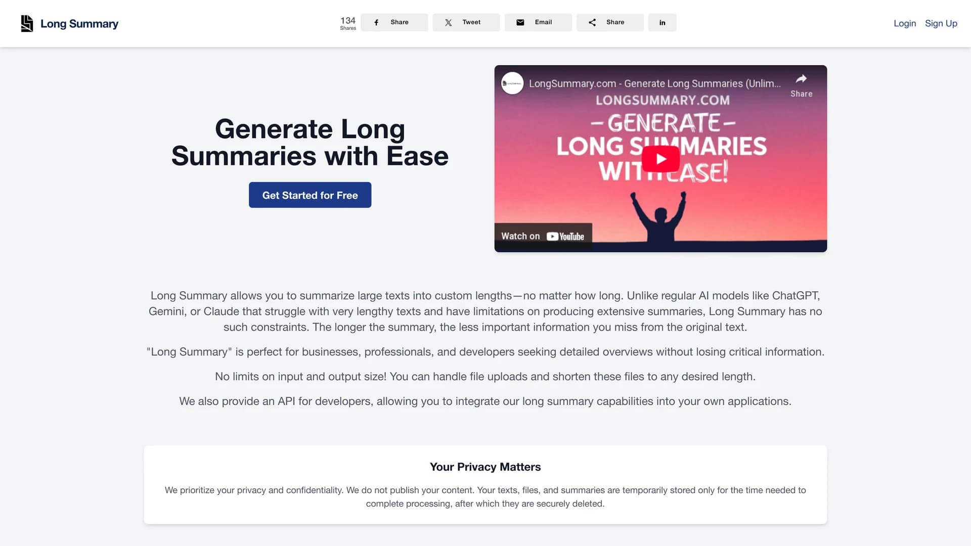 long-summary homepage
