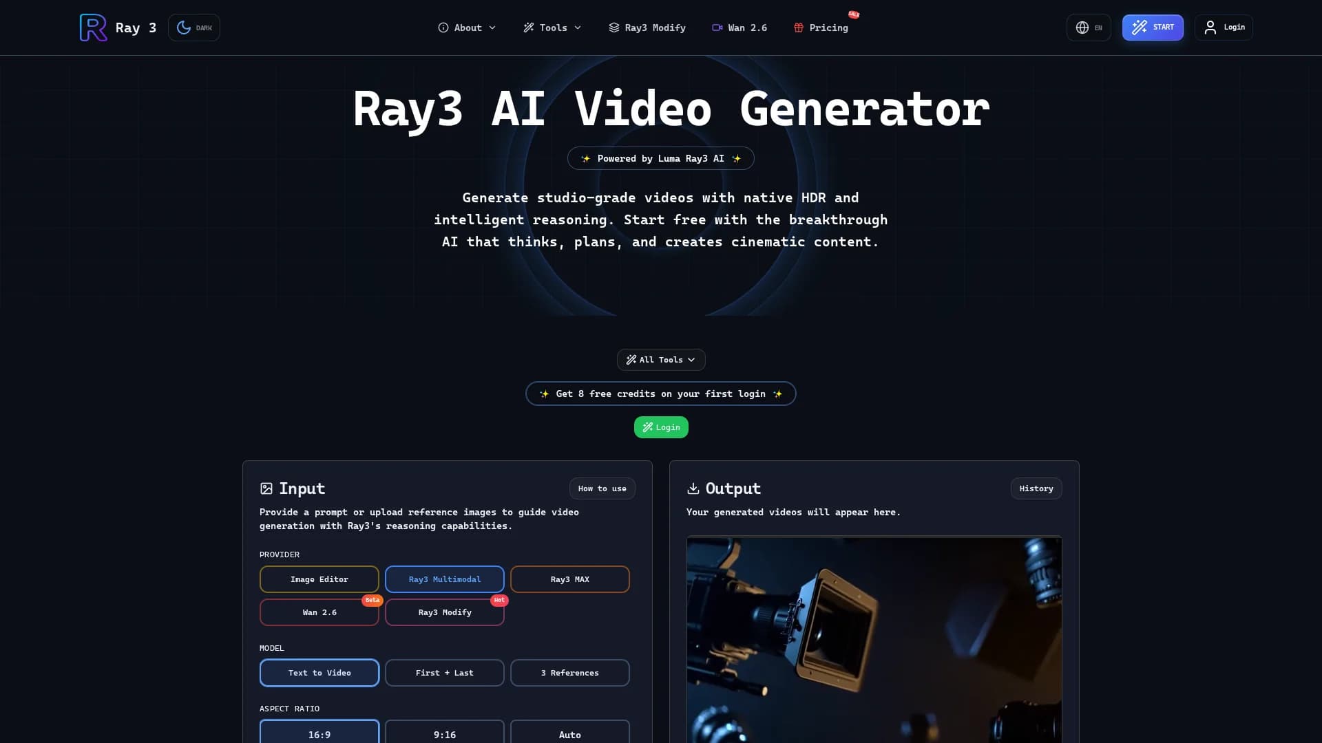 luma-ray3 homepage