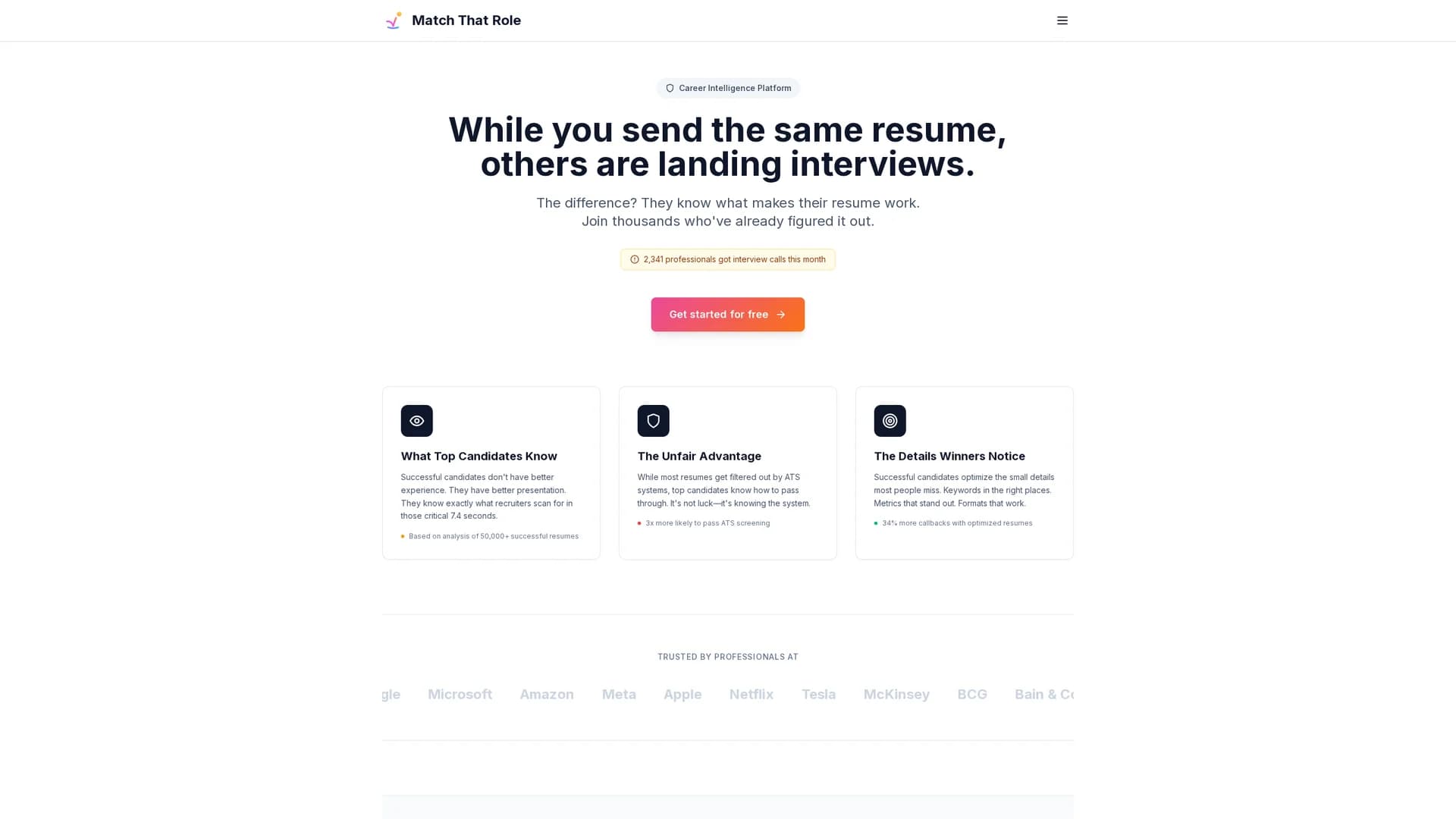 matchthatroleai-com homepage