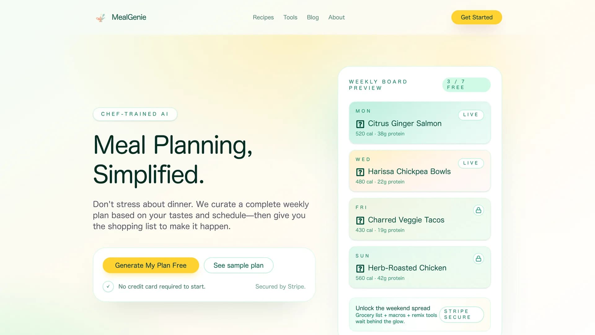 mealgenie homepage