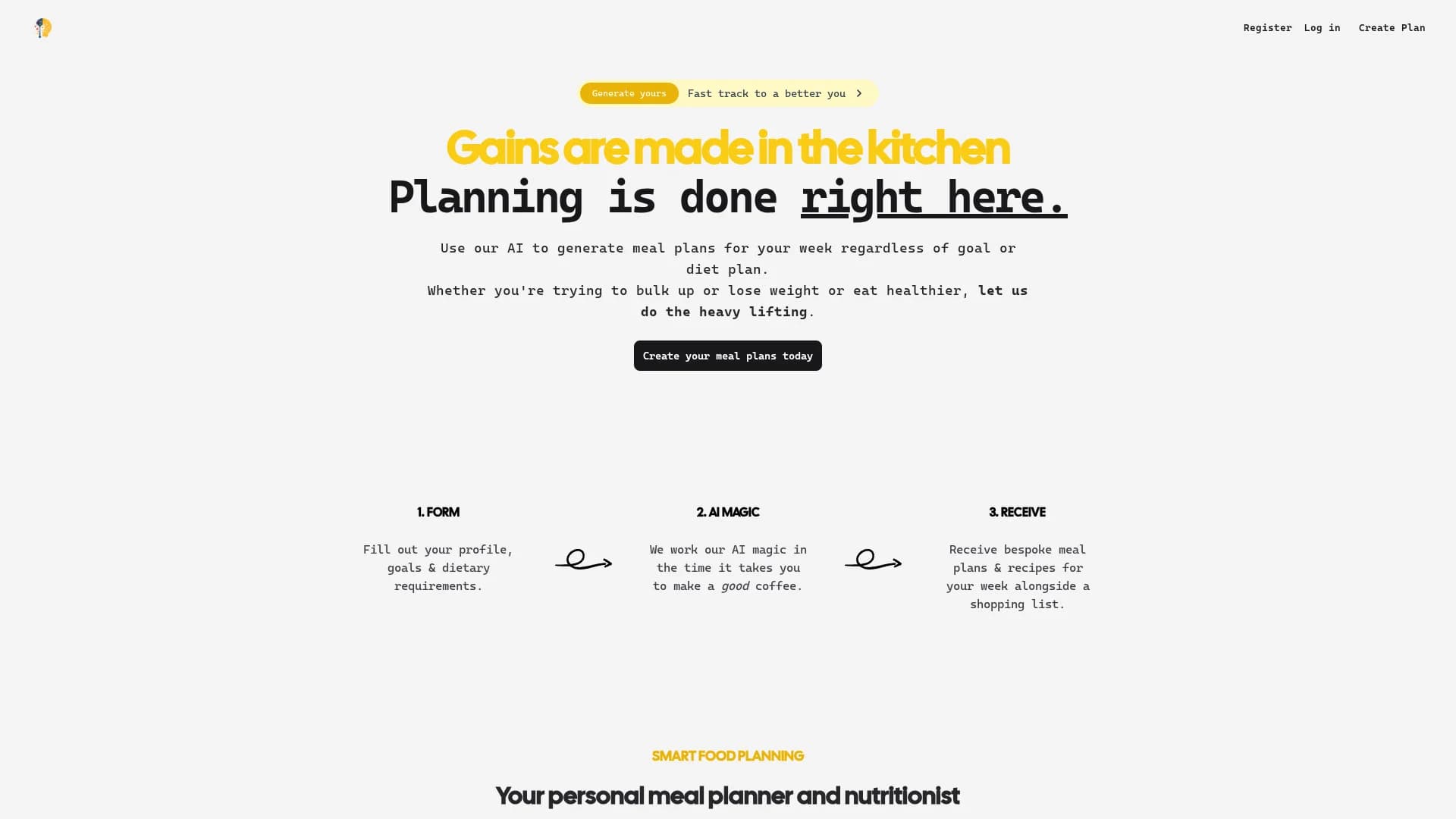 mealmind homepage