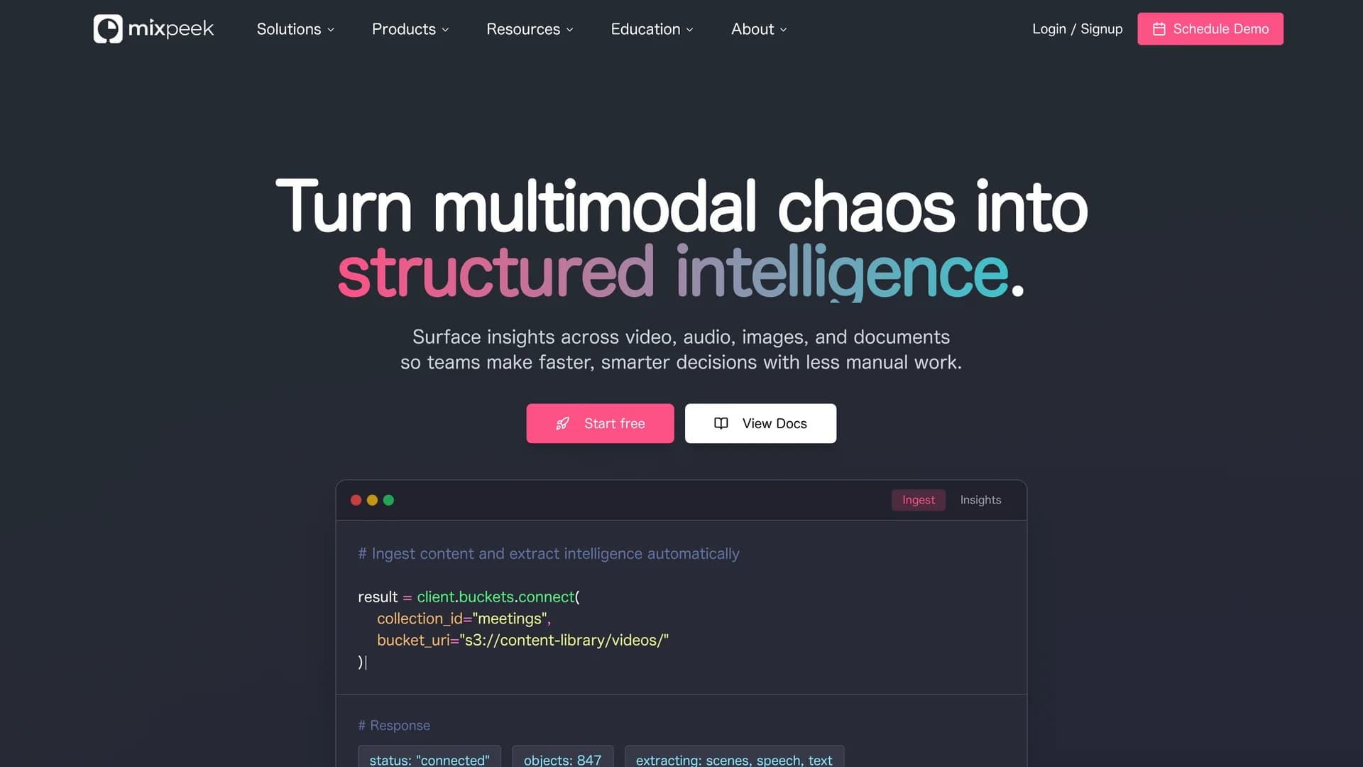 mixpeek homepage