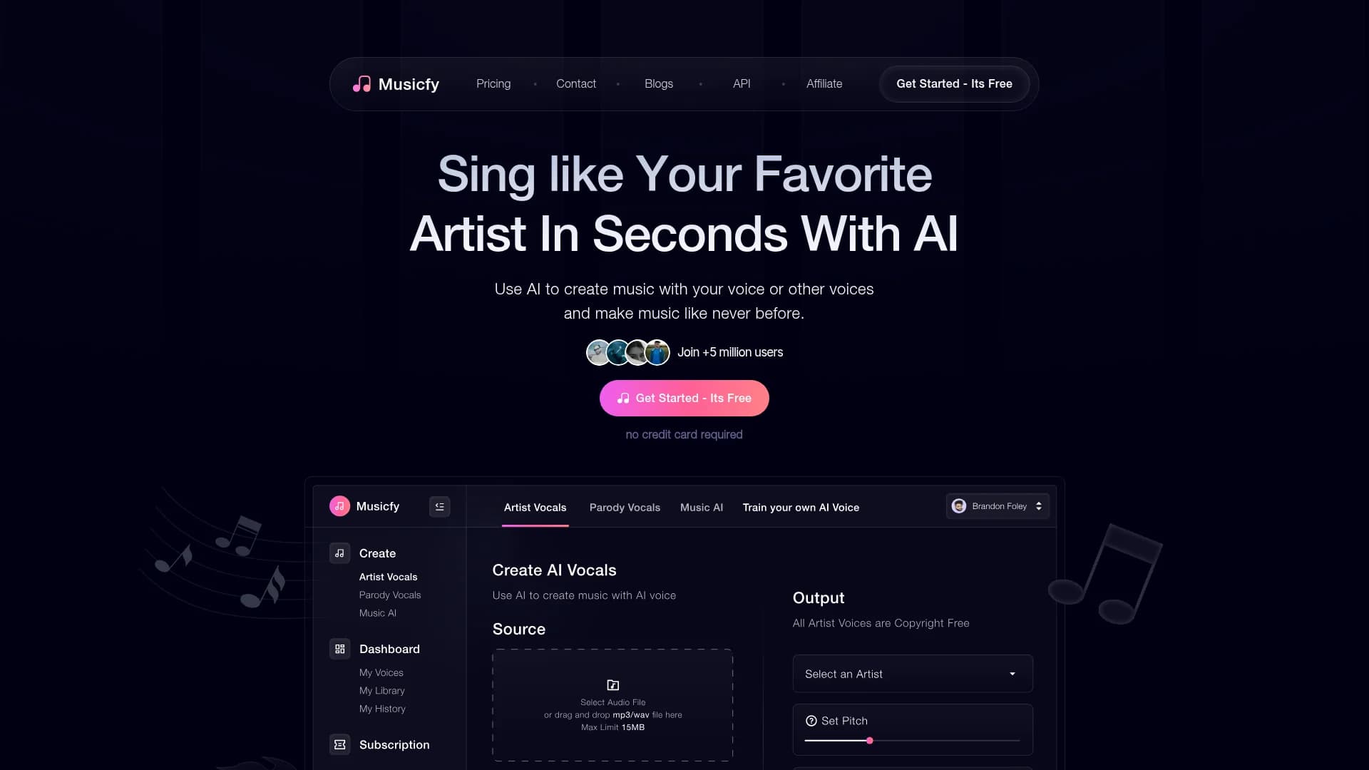 musicfy homepage
