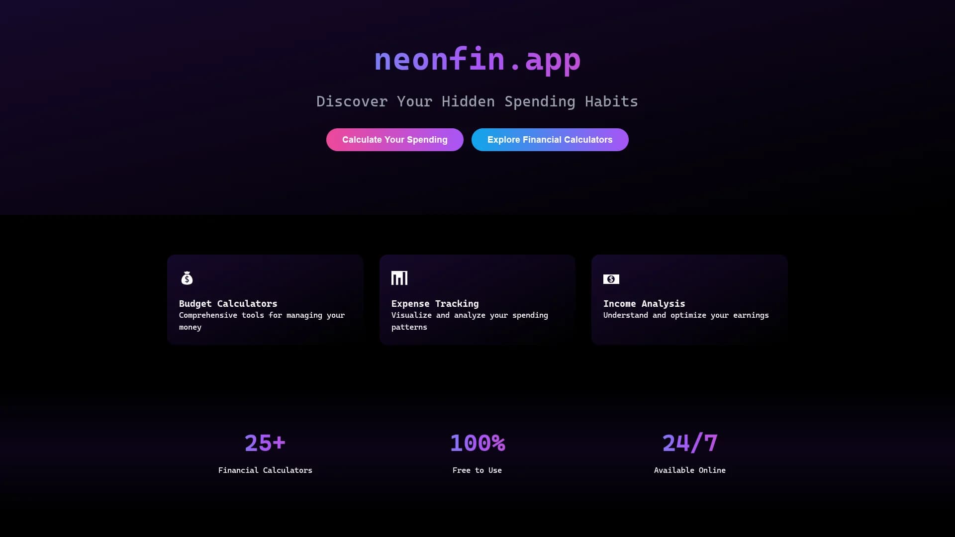 neonfin homepage