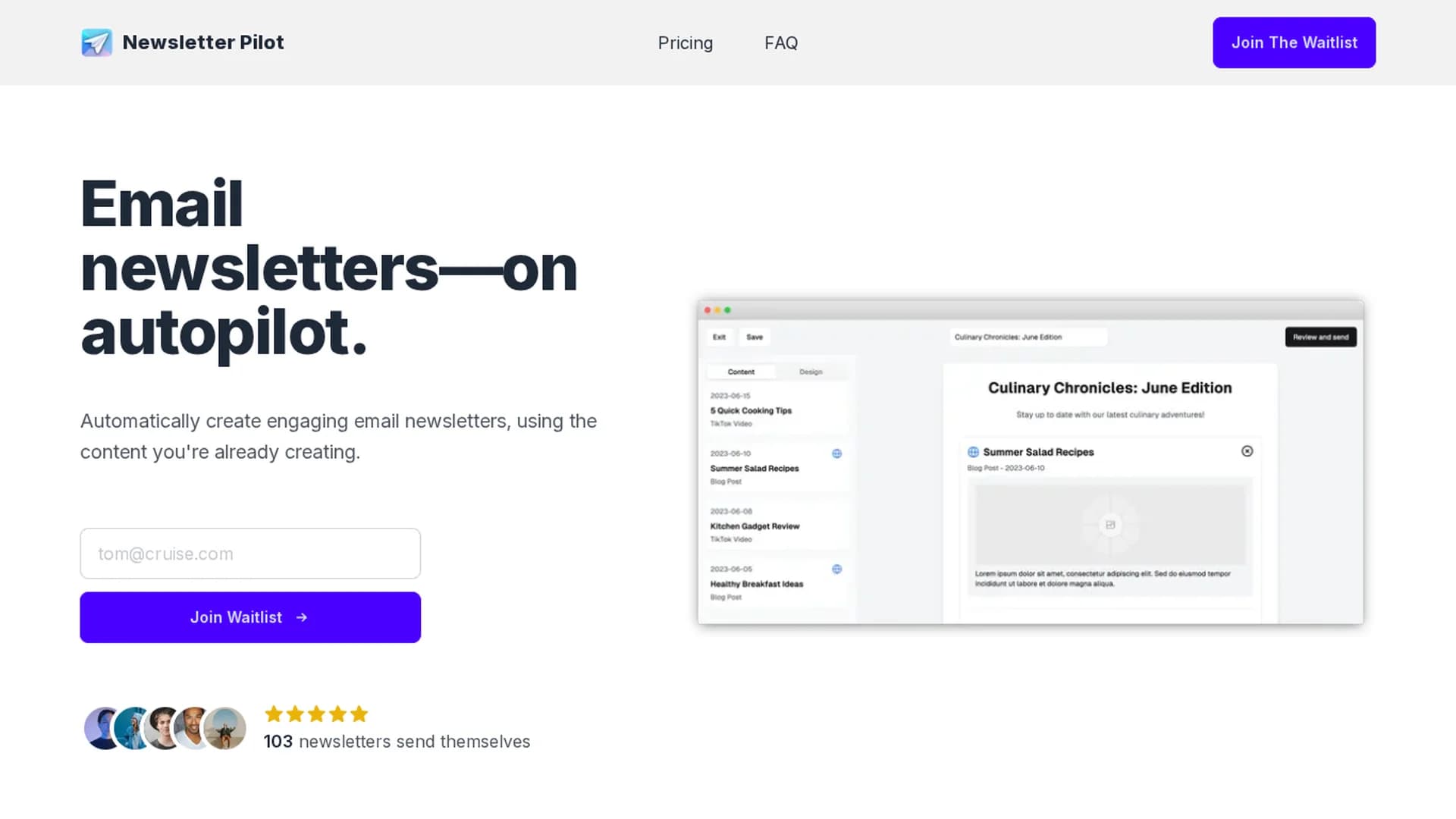 newsletter-pilot homepage