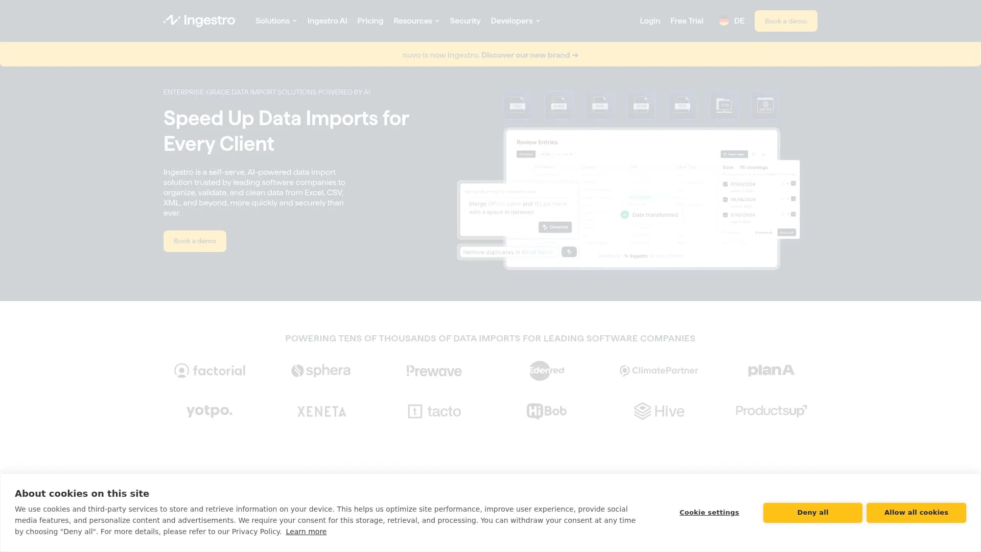 nuvo-no-code-data-pipelines homepage