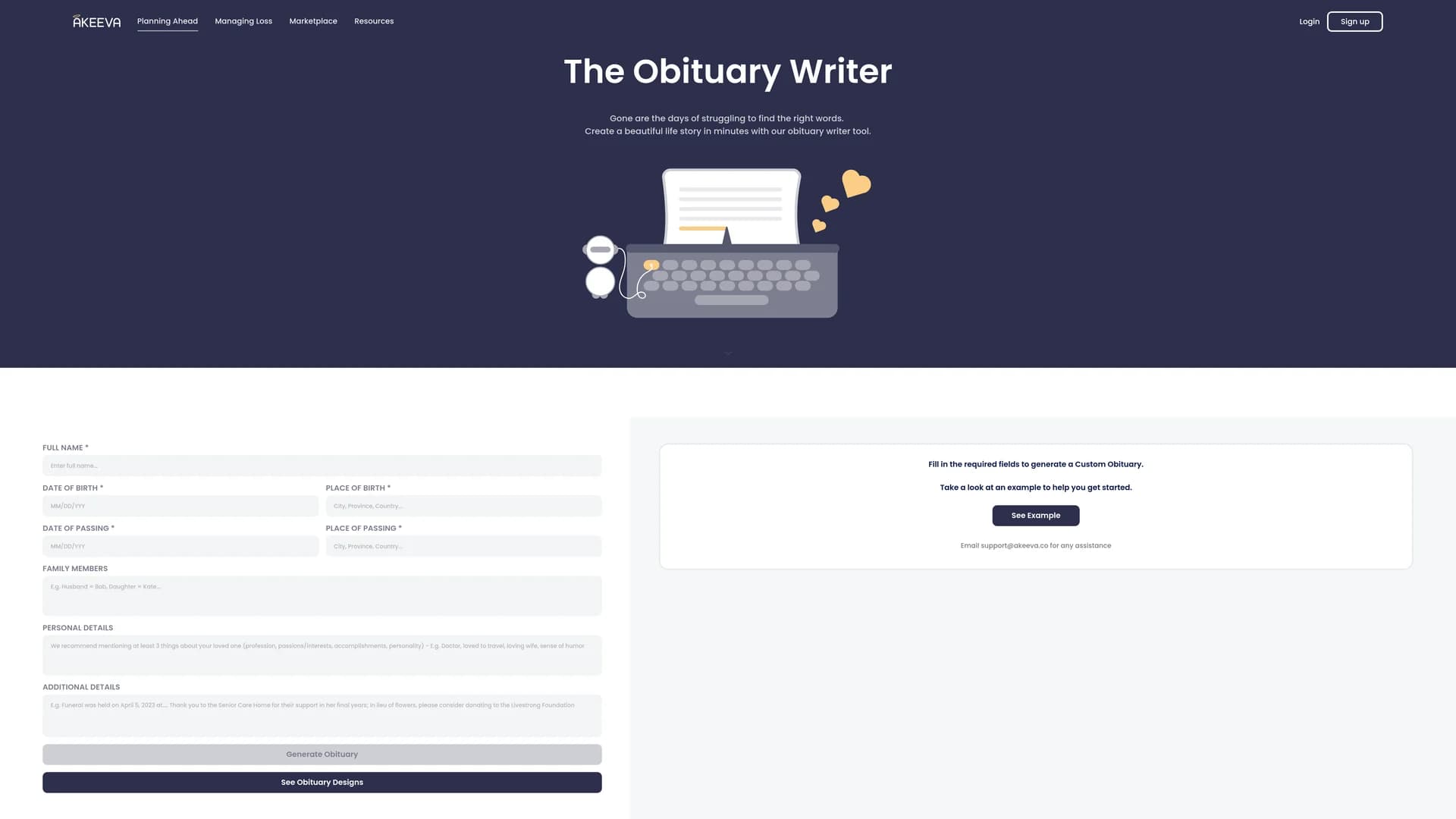 obituary-writer homepage
