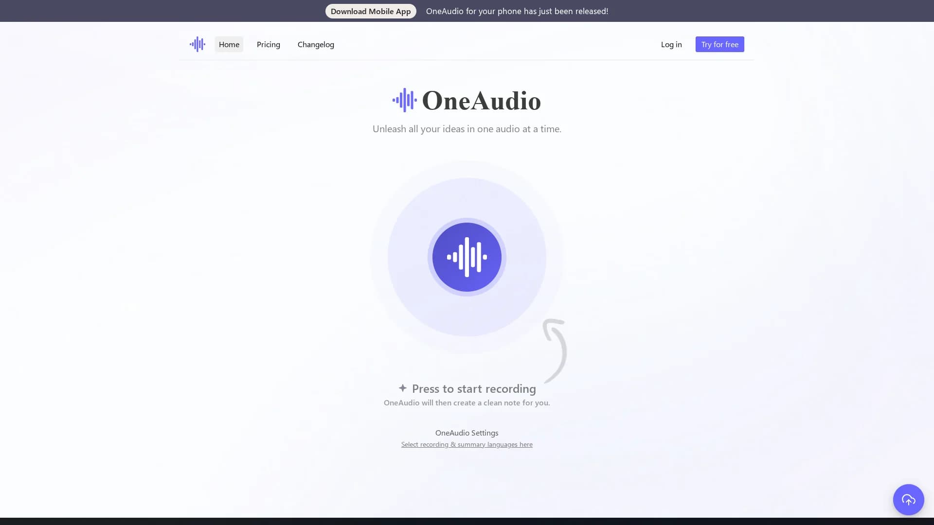 oneaudio-ai homepage