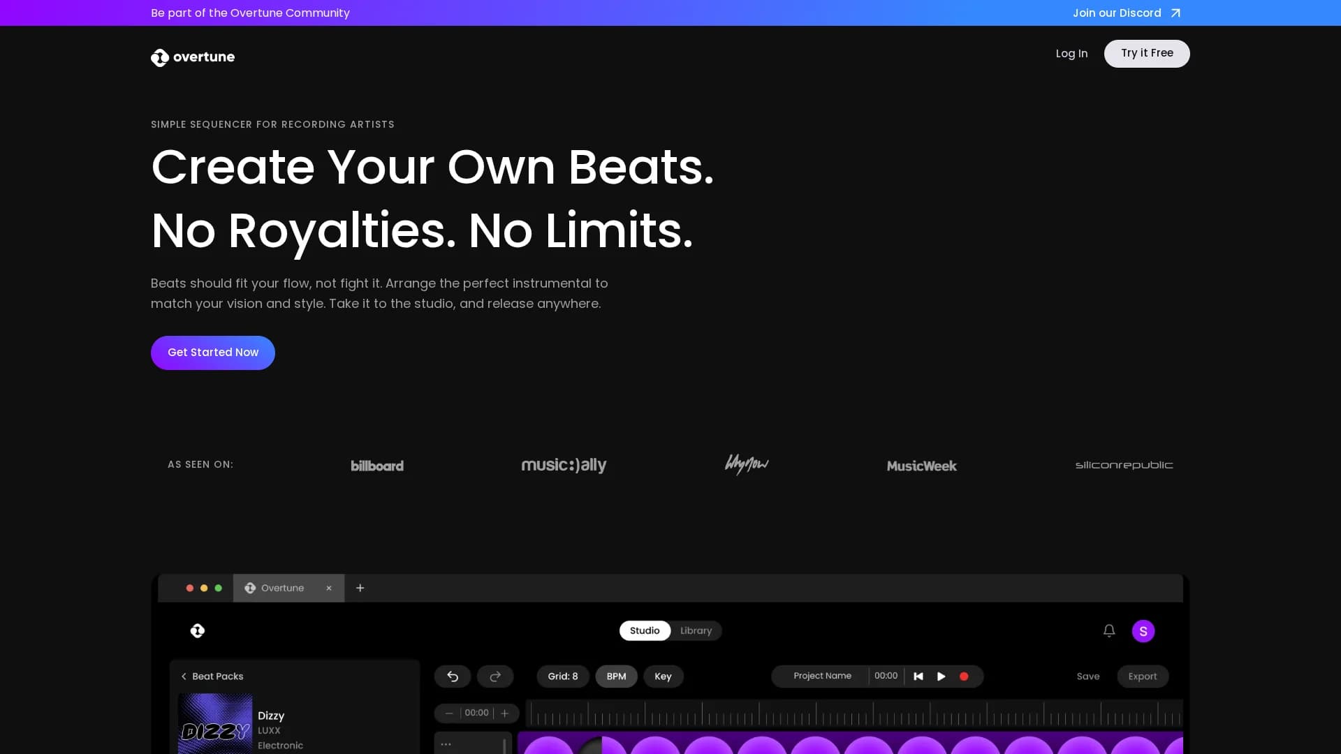 overtune homepage