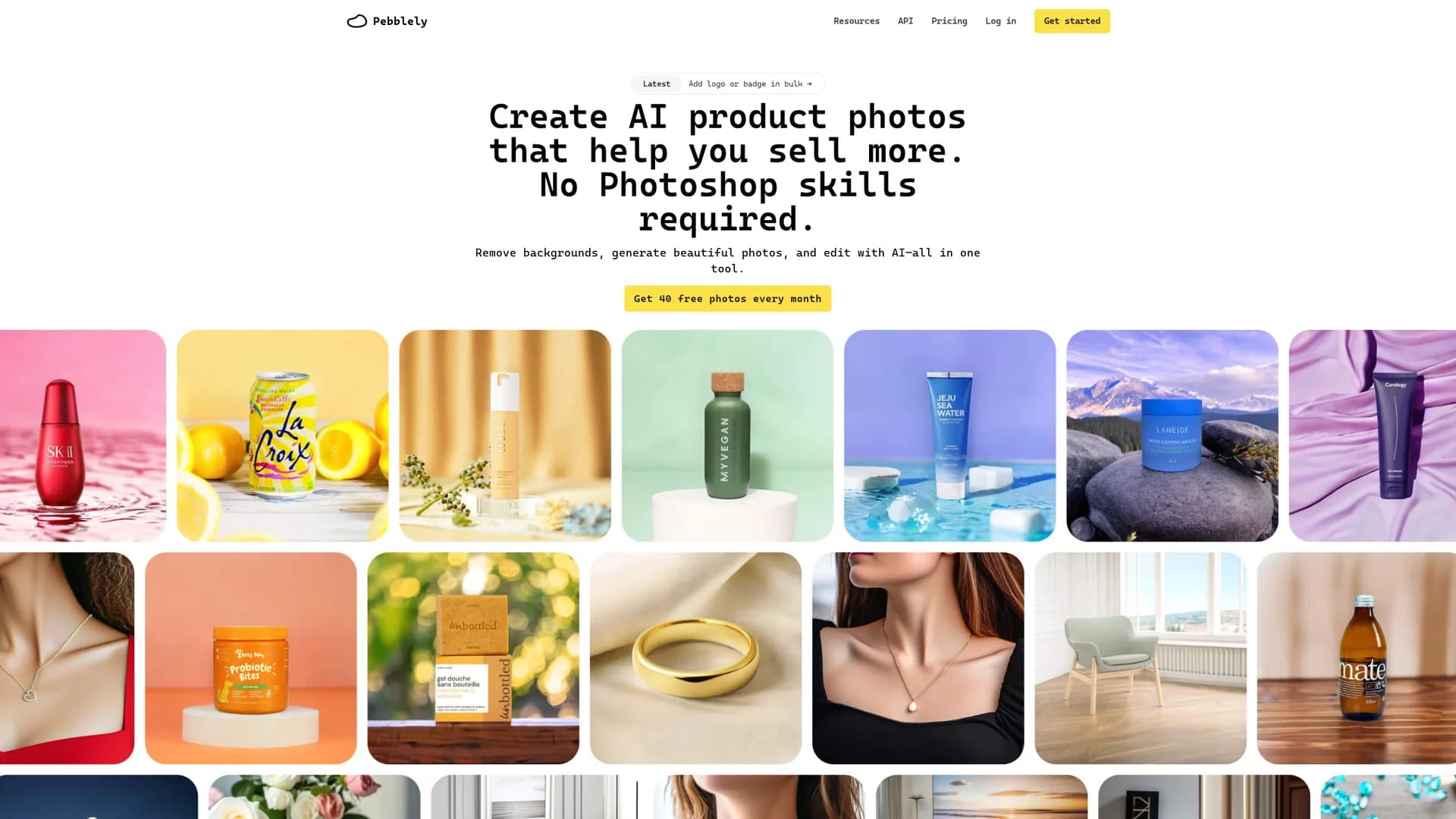 pebblely homepage