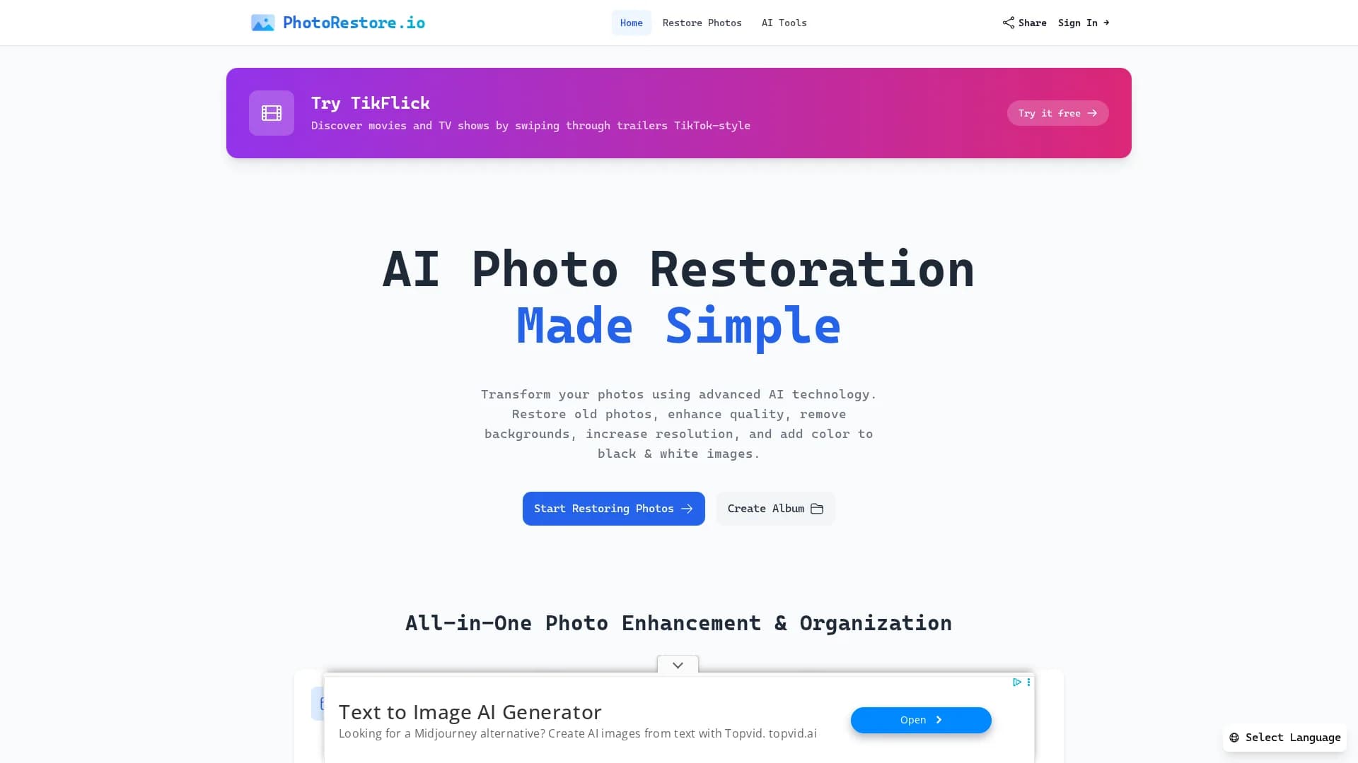 photo-restore homepage
