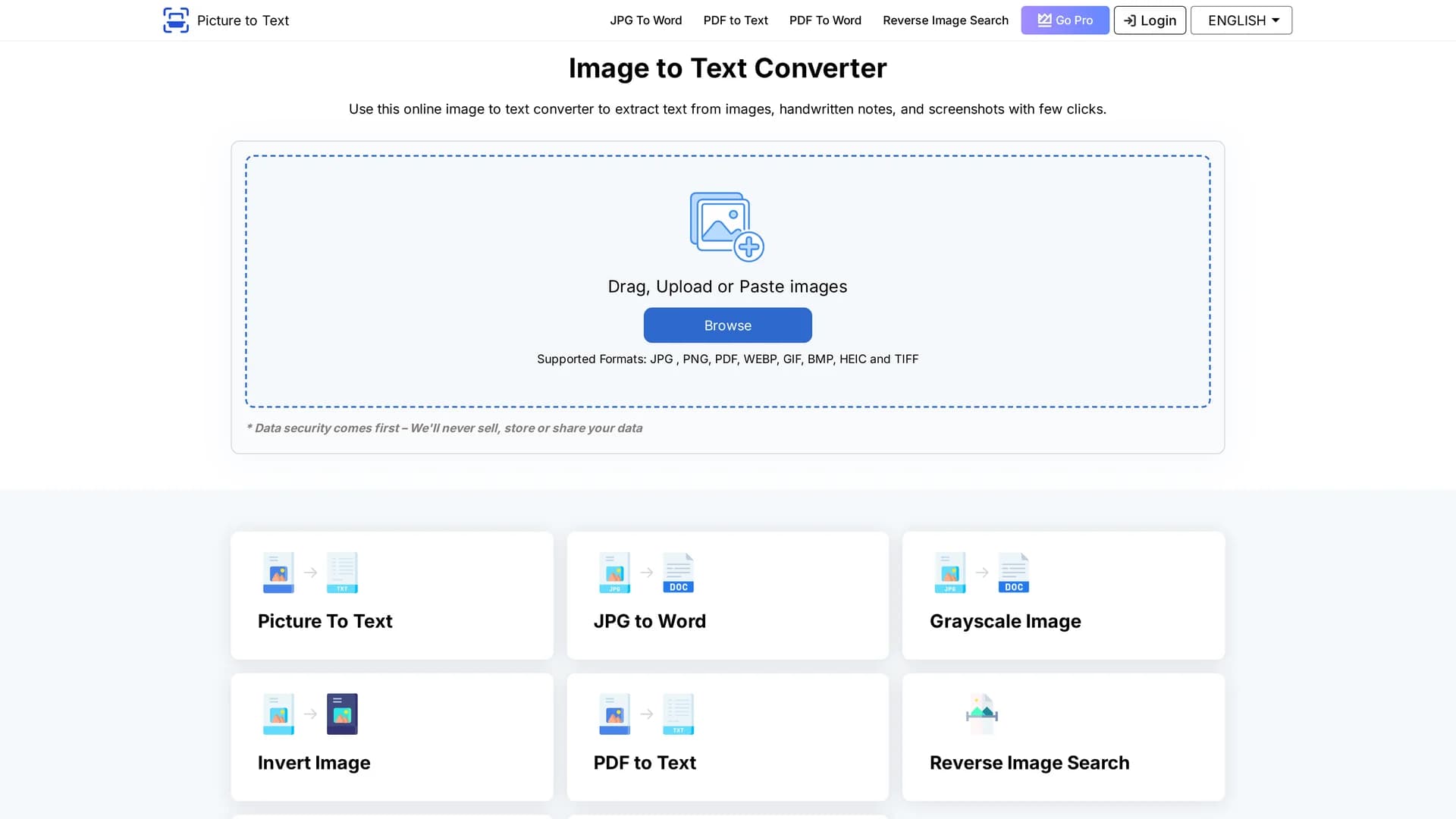 picture-to-text homepage