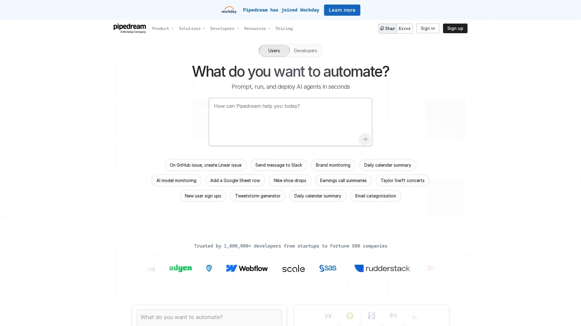 pipedream homepage
