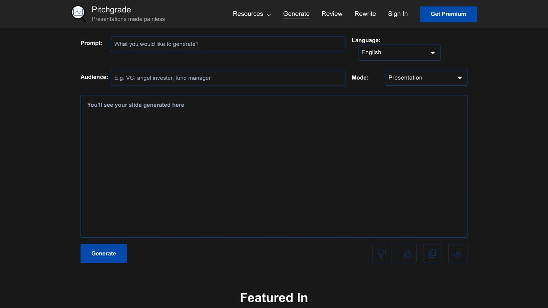 pitchgrade homepage