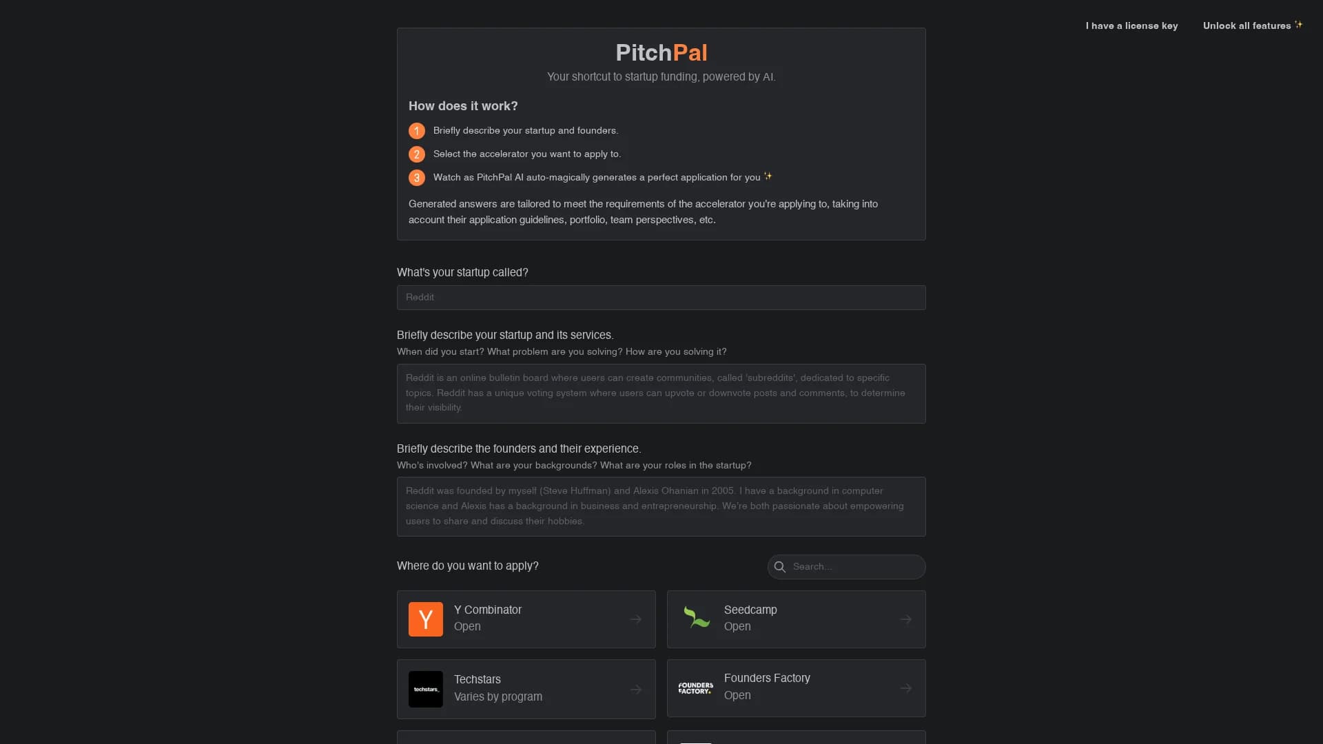 pitchpal homepage