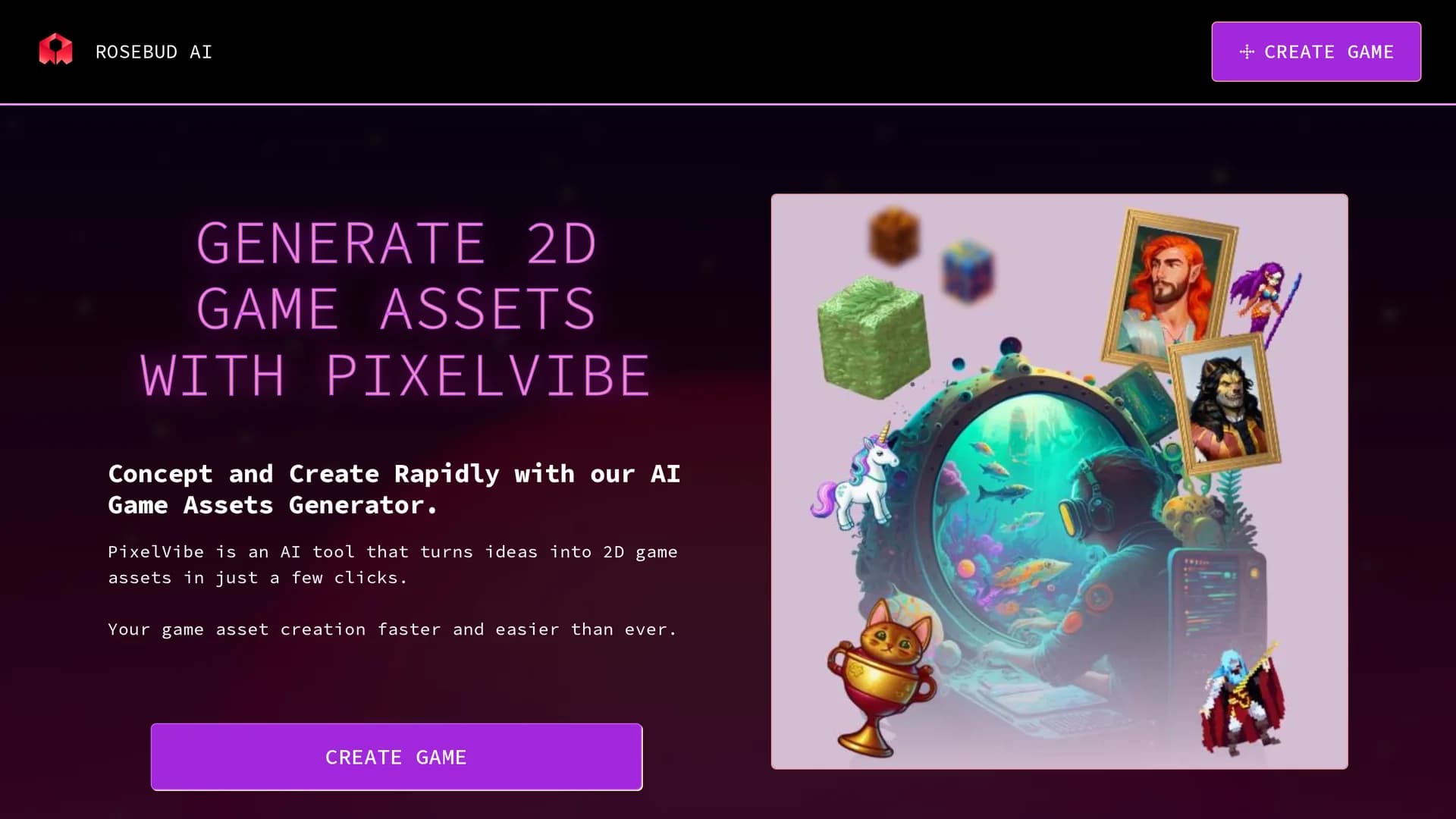 pixelvibe-by-rosebud-ai homepage