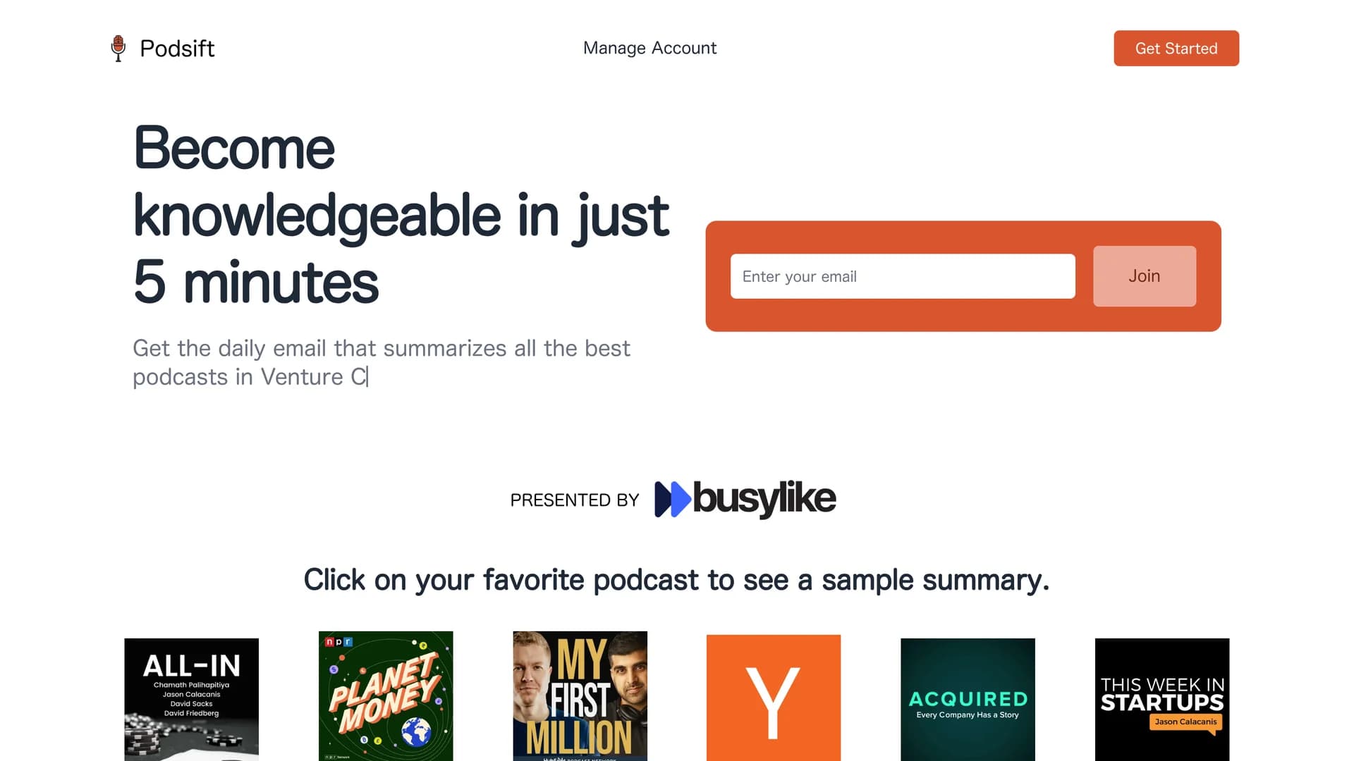 podsift homepage