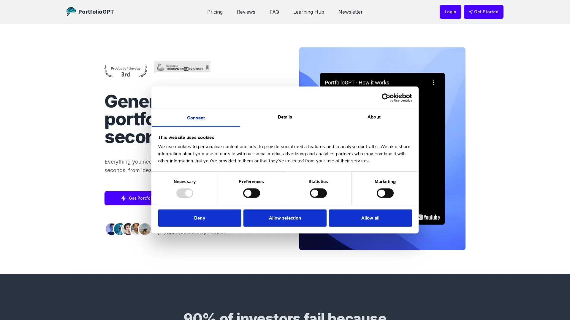 portfoliogpt homepage